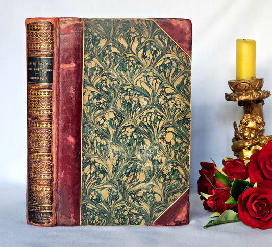 1887 Fairy Tales and Sketches by Hans Christian Andersen / Antique Illustrated Leather Bound Book