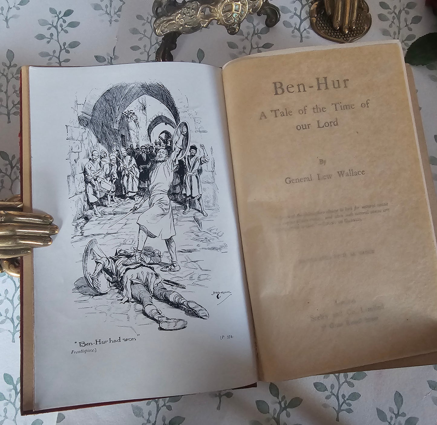 1910 Ben-Hur by Lew Wallace - Striking Full Leather Binding - Brock Illustrations