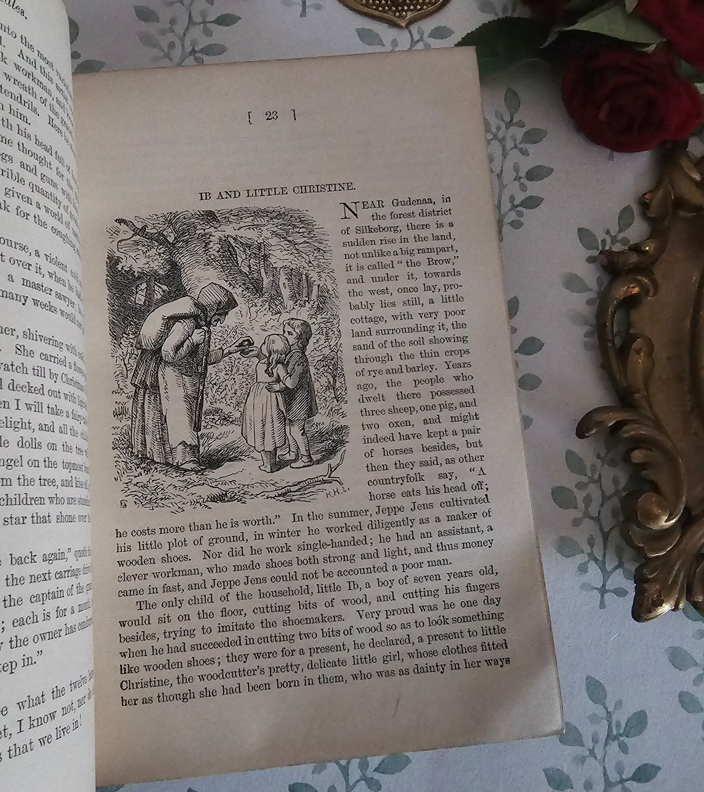 1887 Fairy Tales and Sketches by Hans Christian Andersen / Antique Illustrated Leather Bound Book