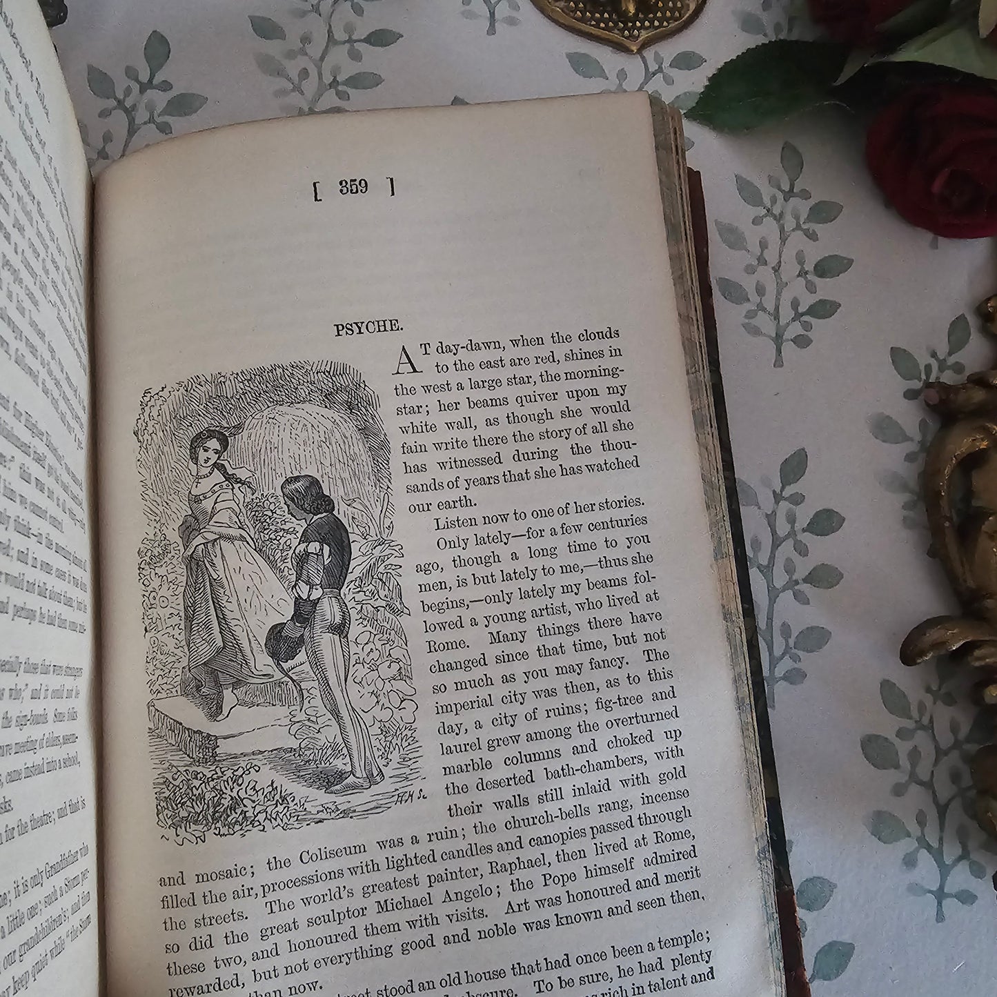 1887 Fairy Tales and Sketches by Hans Christian Andersen / Antique Illustrated Leather Bound Book