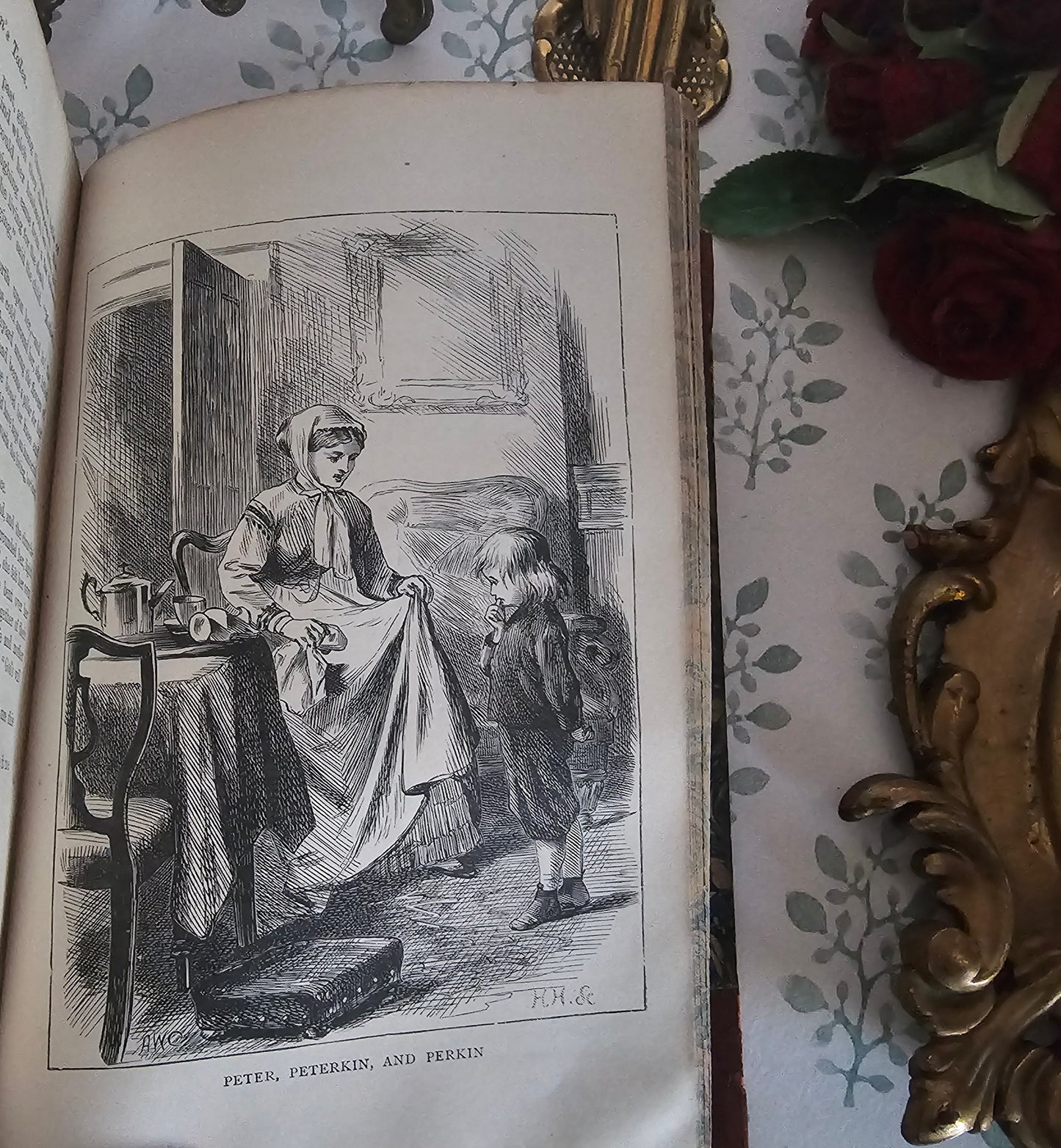 1887 Fairy Tales and Sketches by Hans Christian Andersen / Antique Illustrated Leather Bound Book