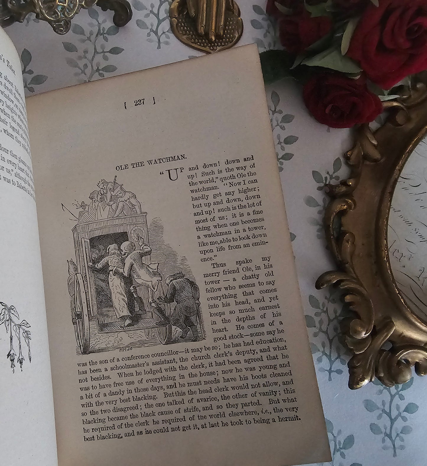 1887 Fairy Tales and Sketches by Hans Christian Andersen / Antique Illustrated Leather Bound Book