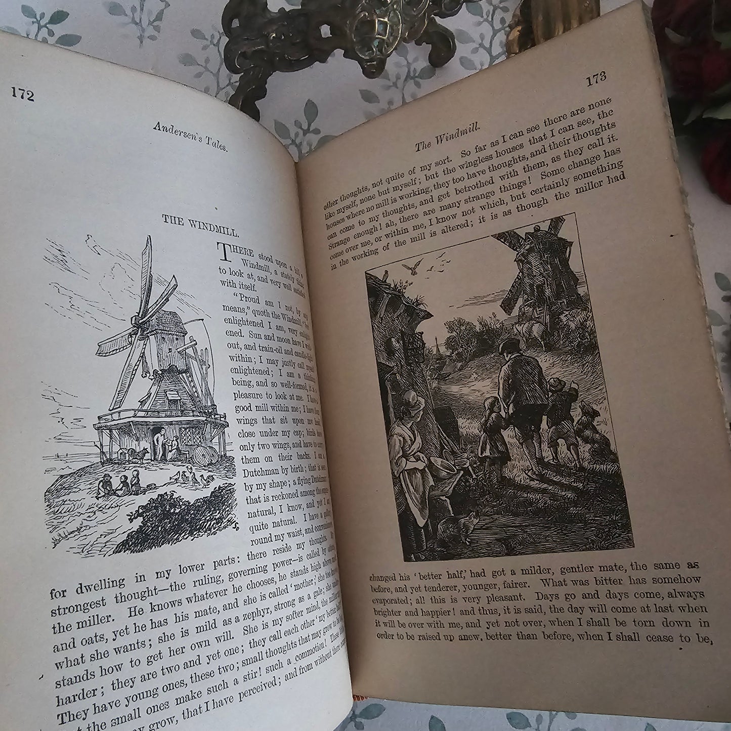 1887 Fairy Tales and Sketches by Hans Christian Andersen / Antique Illustrated Leather Bound Book