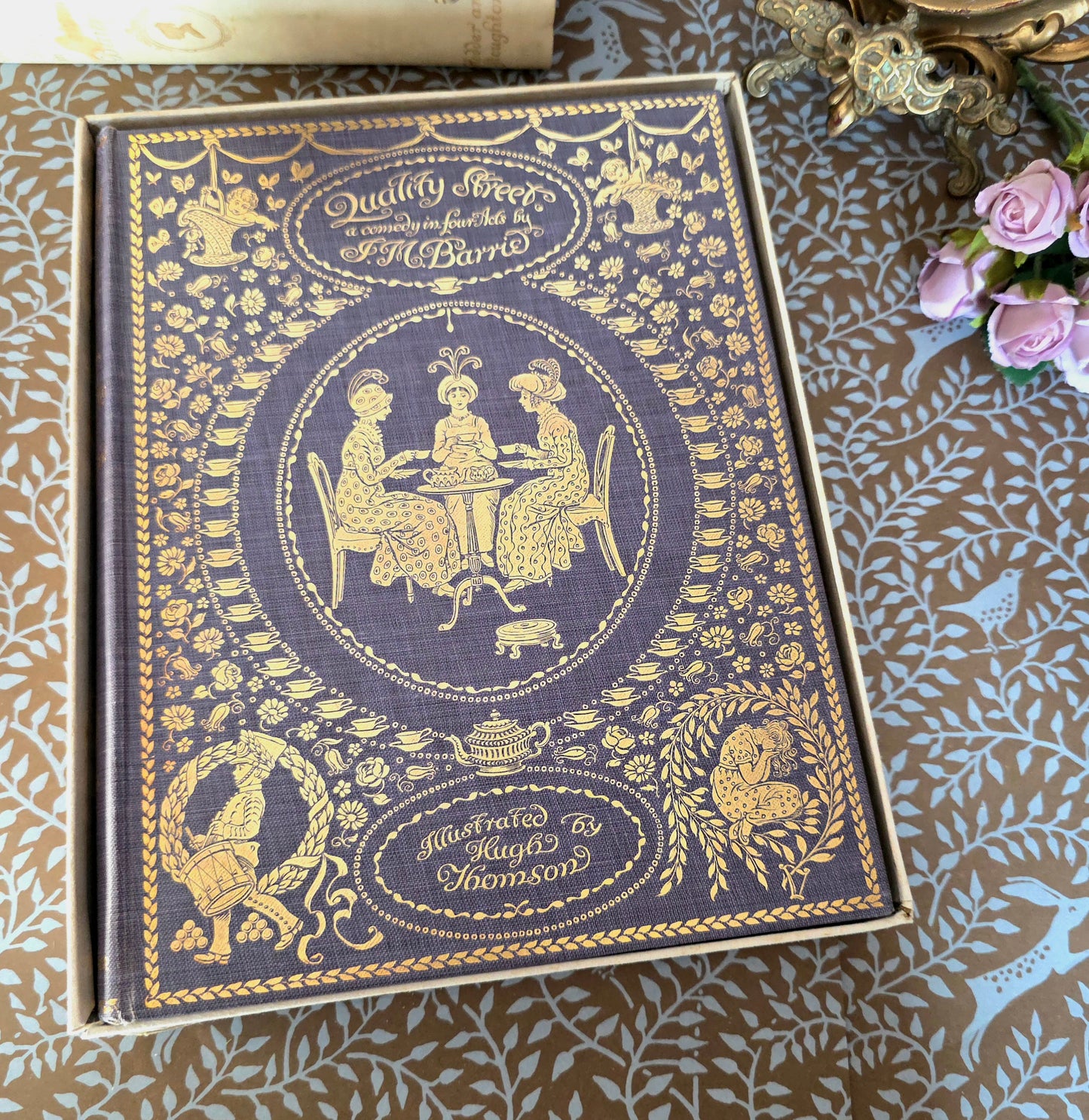 1913 Quality Street Book, JM Barrie, Hugh Thomson Illustrations, Original Box