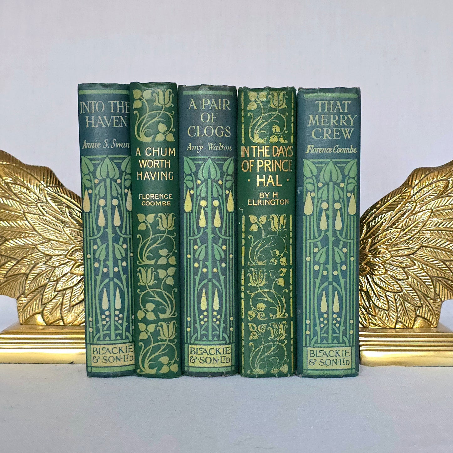 1910s Decorative Set: Five Illustrated Antique Books