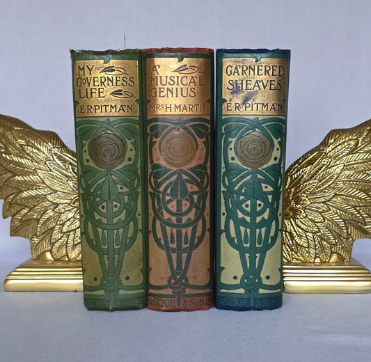 1900s Decorative Set: Three Antique Books