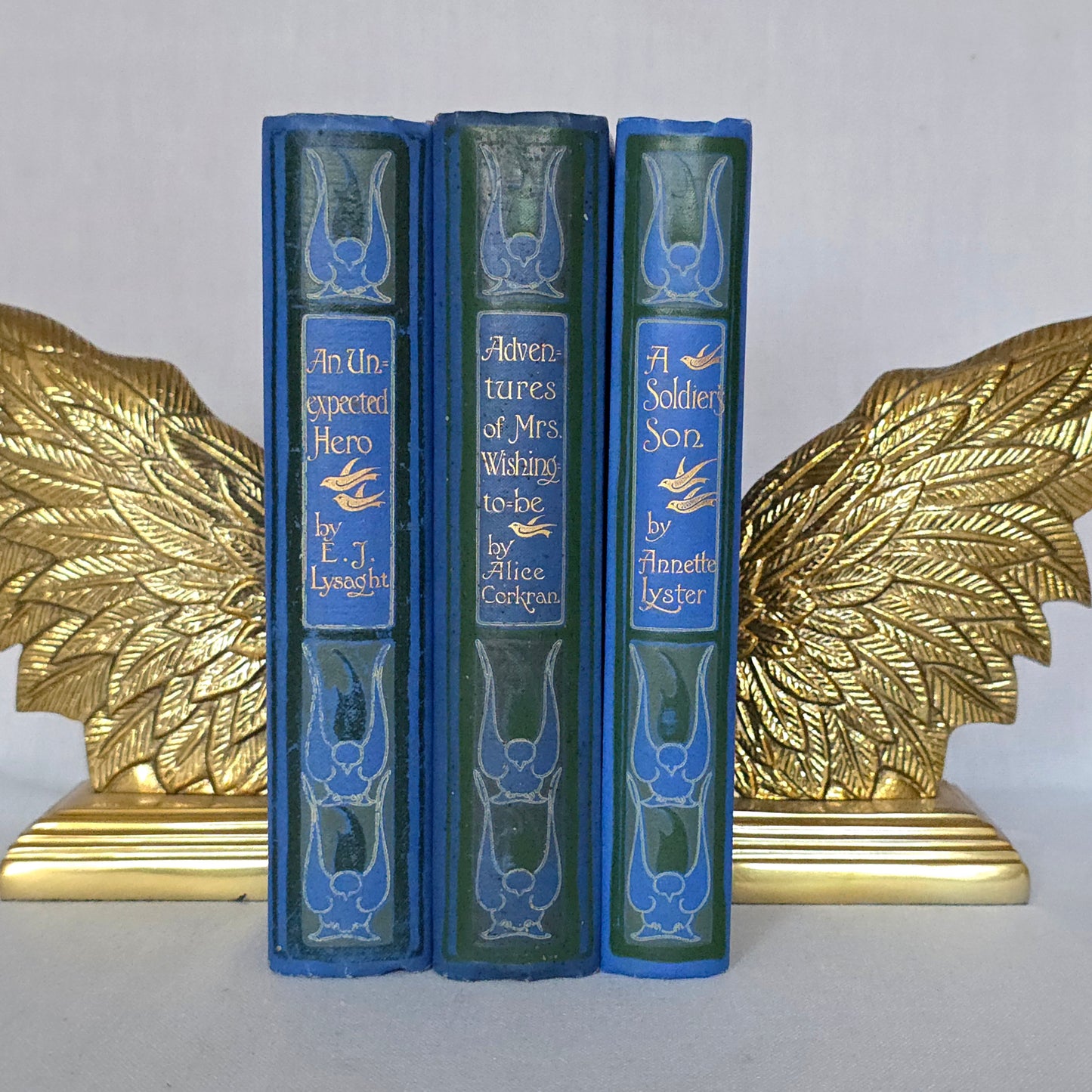 1900s Decorative Set: Three Antique Books