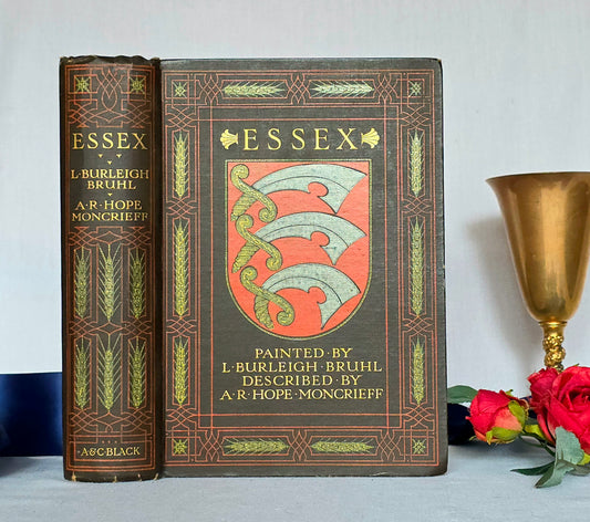 1909 Antique Essex Book: 75 Colour Plates, Decorative Binding