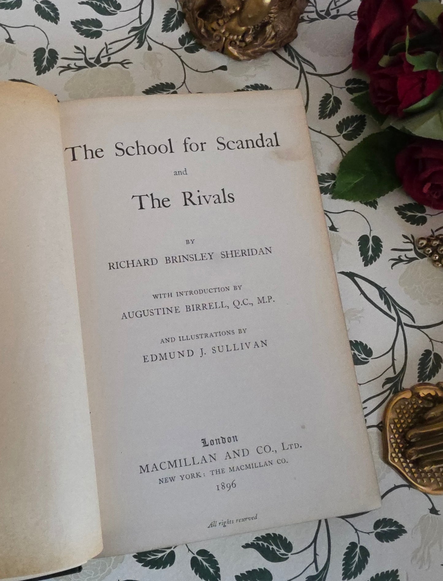 1896 The School For Scandal and The Rivals : Illustrated Antique Edition