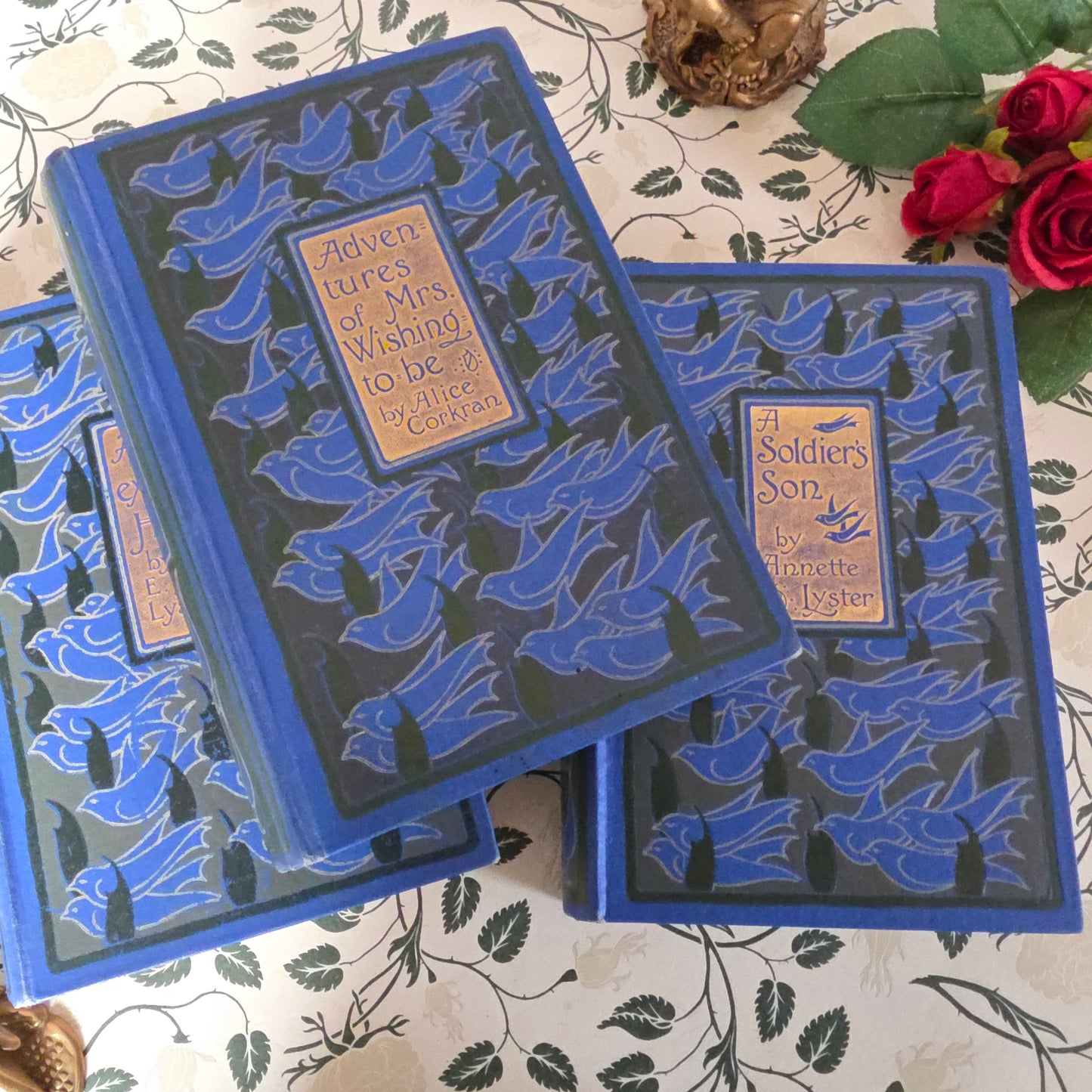 1900s Decorative Set: Three Antique Books