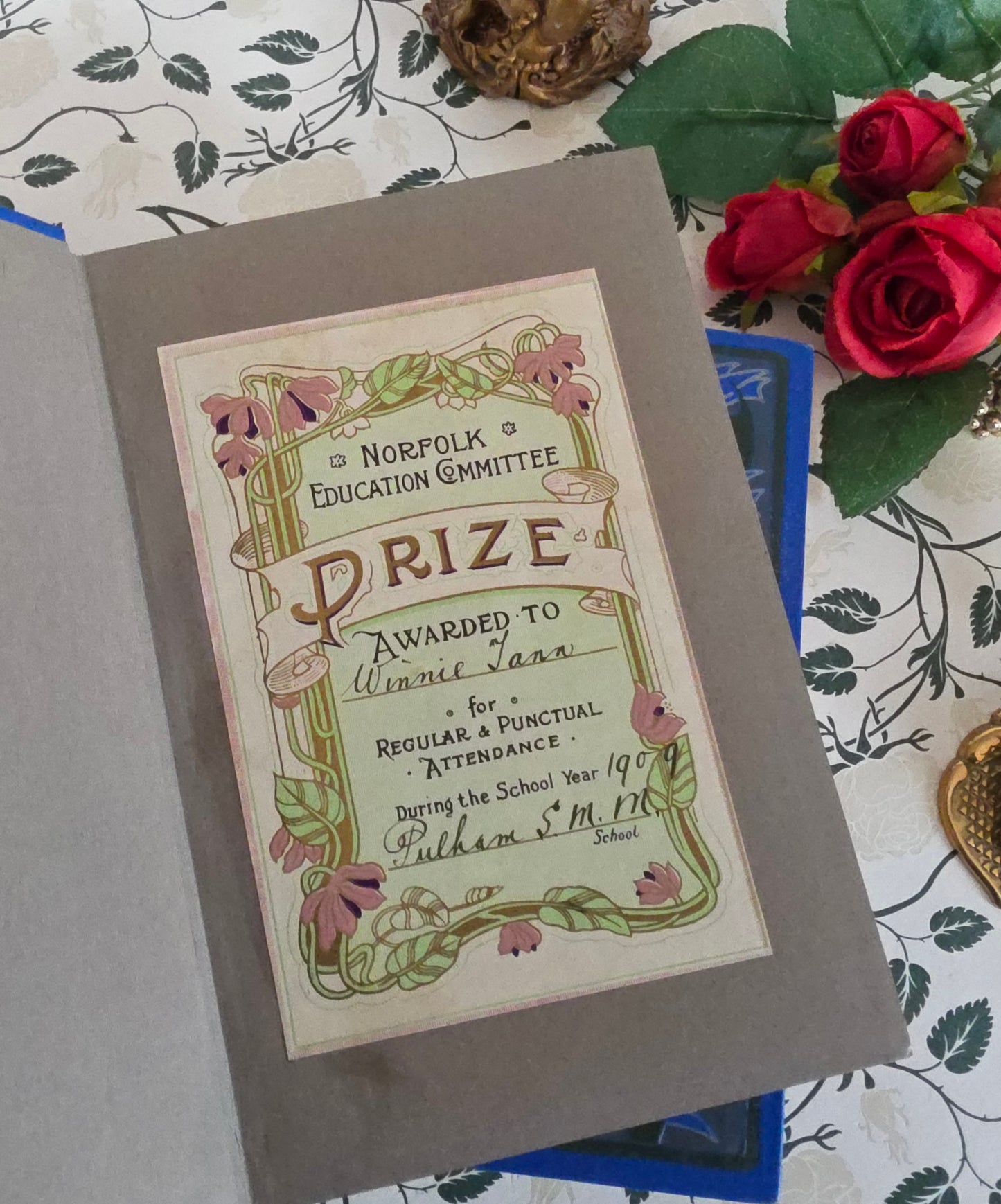 1900s Decorative Set: Three Antique Books