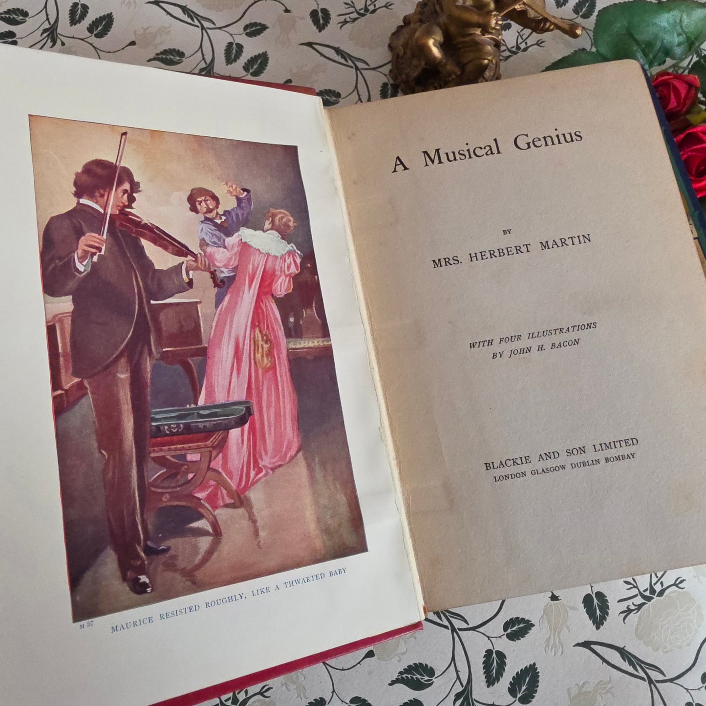 1900s Decorative Set: Three Antique Books