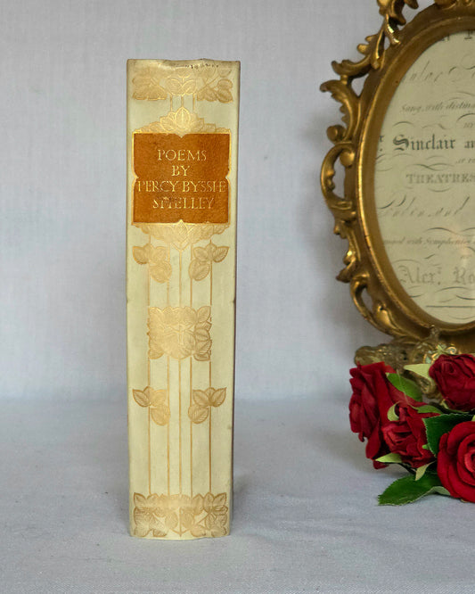 1907 Complete Poetical Works of Percy Bysshe Shelley - Vellum Bound Antique Book