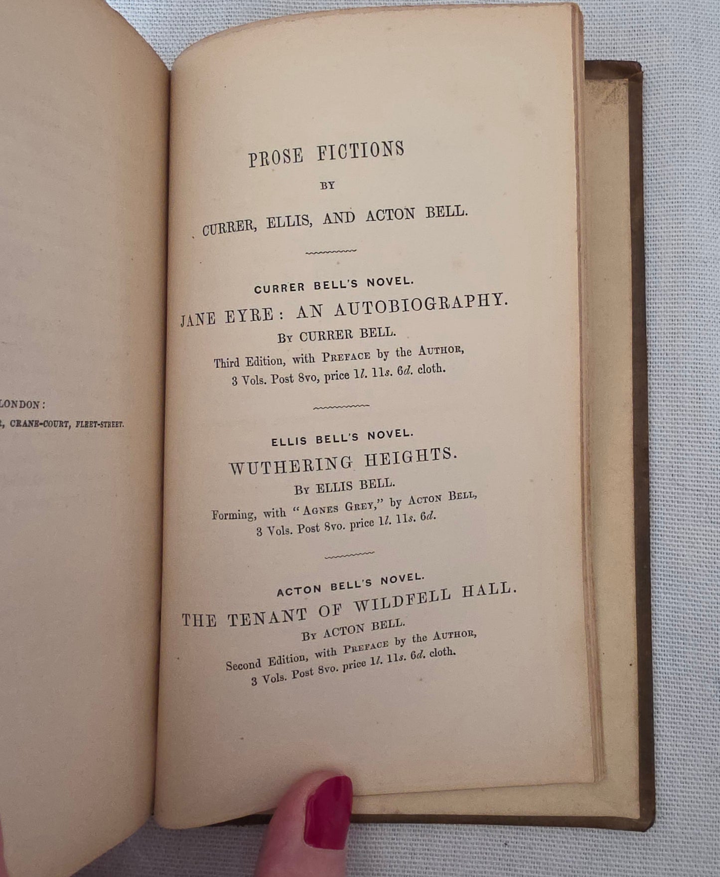 1850 FIRST EDITION Poems by Currer, Ellis and Acton Bell - Scarce Antique Brontë Book