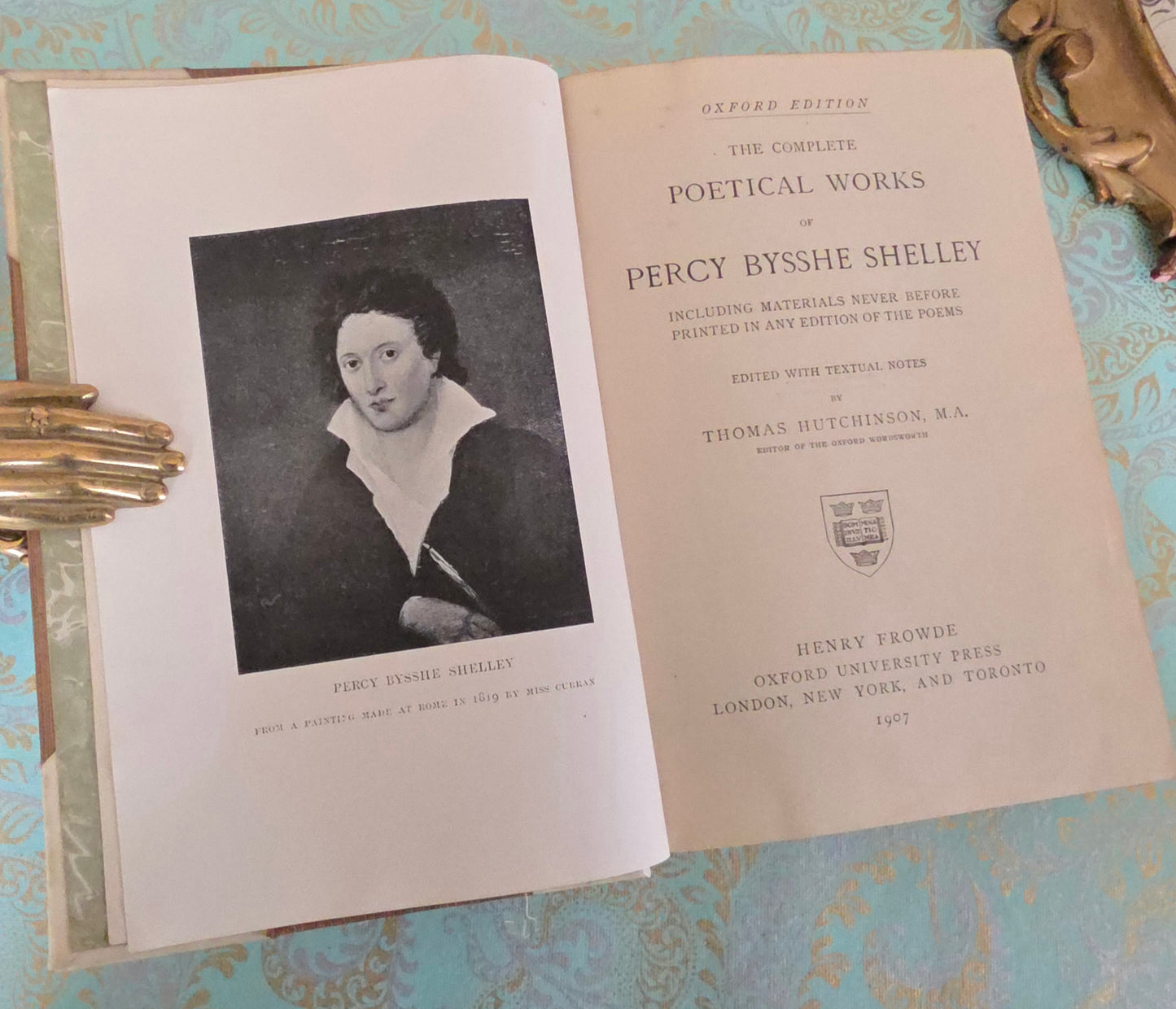 1907 Complete Poetical Works of Percy Bysshe Shelley - Vellum Bound Antique Book
