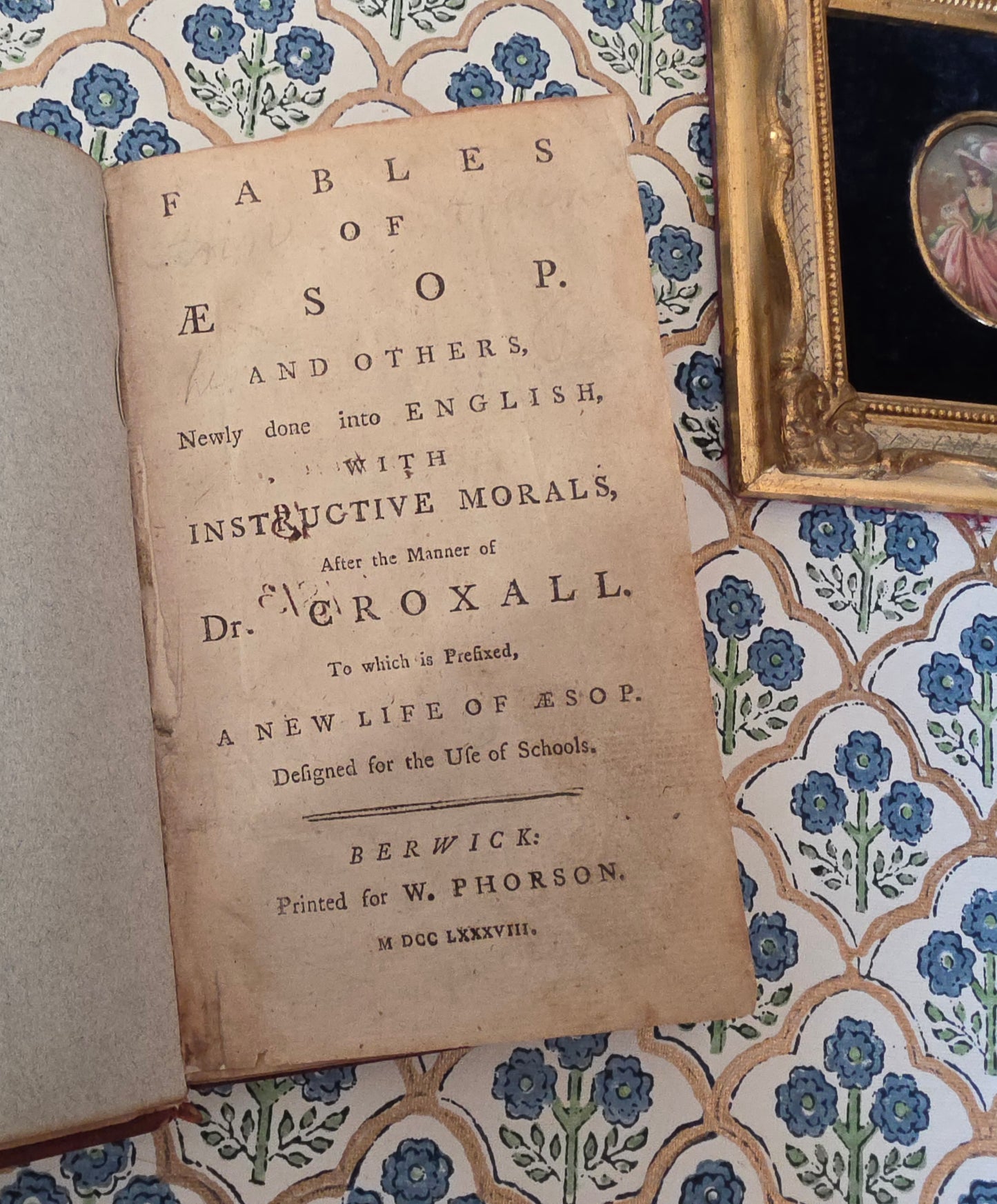1788 Fables of Aesop - Antique, Leather Bound Book