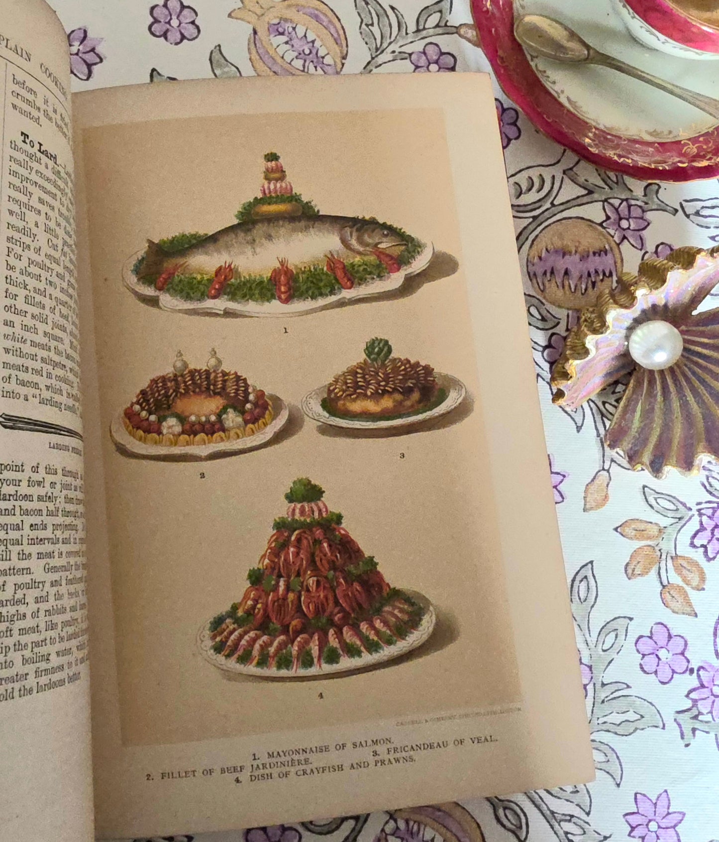 1890 Cassell's Popular Cookery - Colour Plates - Vintage Ads