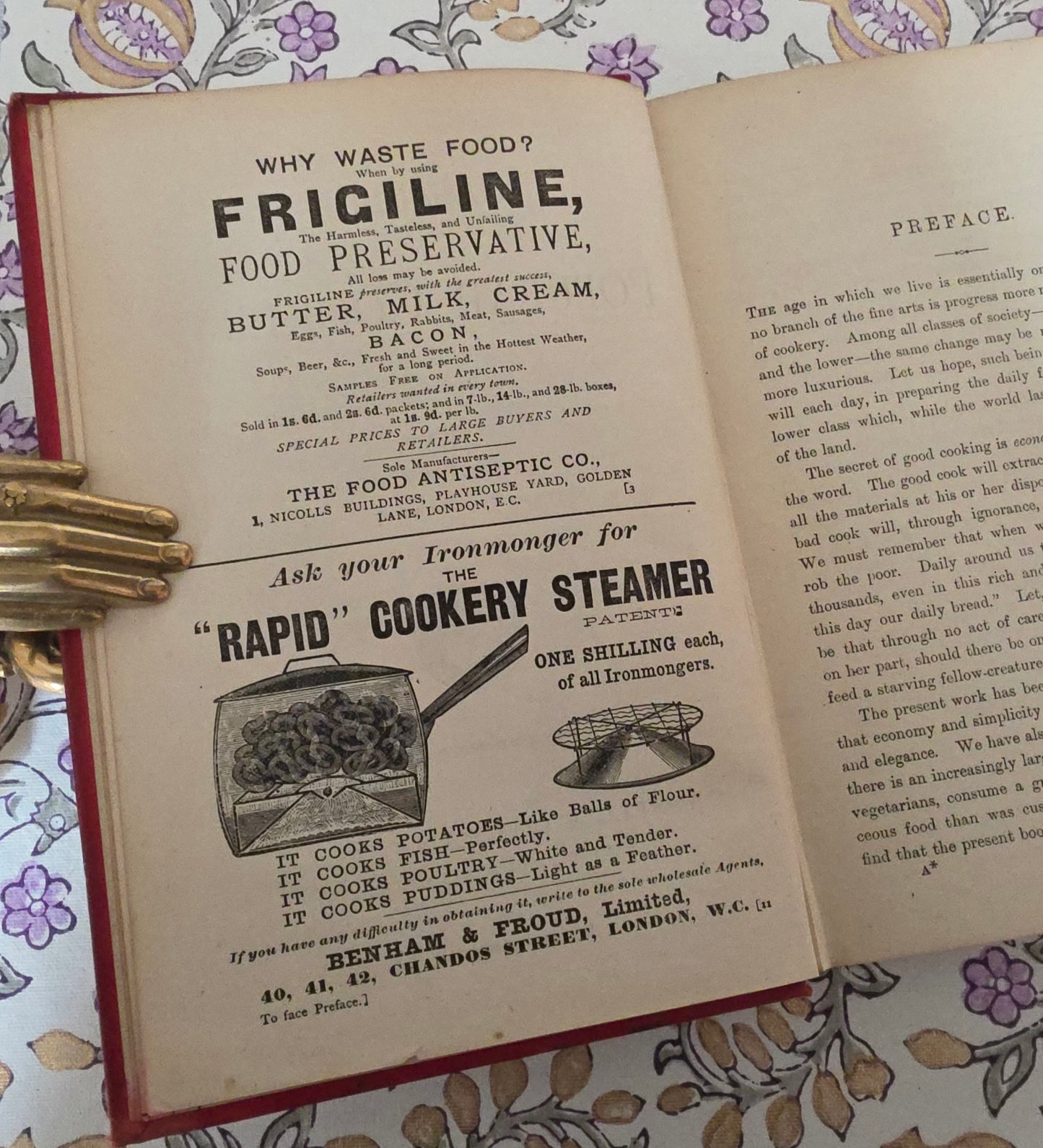 1890 Cassell's Popular Cookery - Colour Plates - Vintage Ads