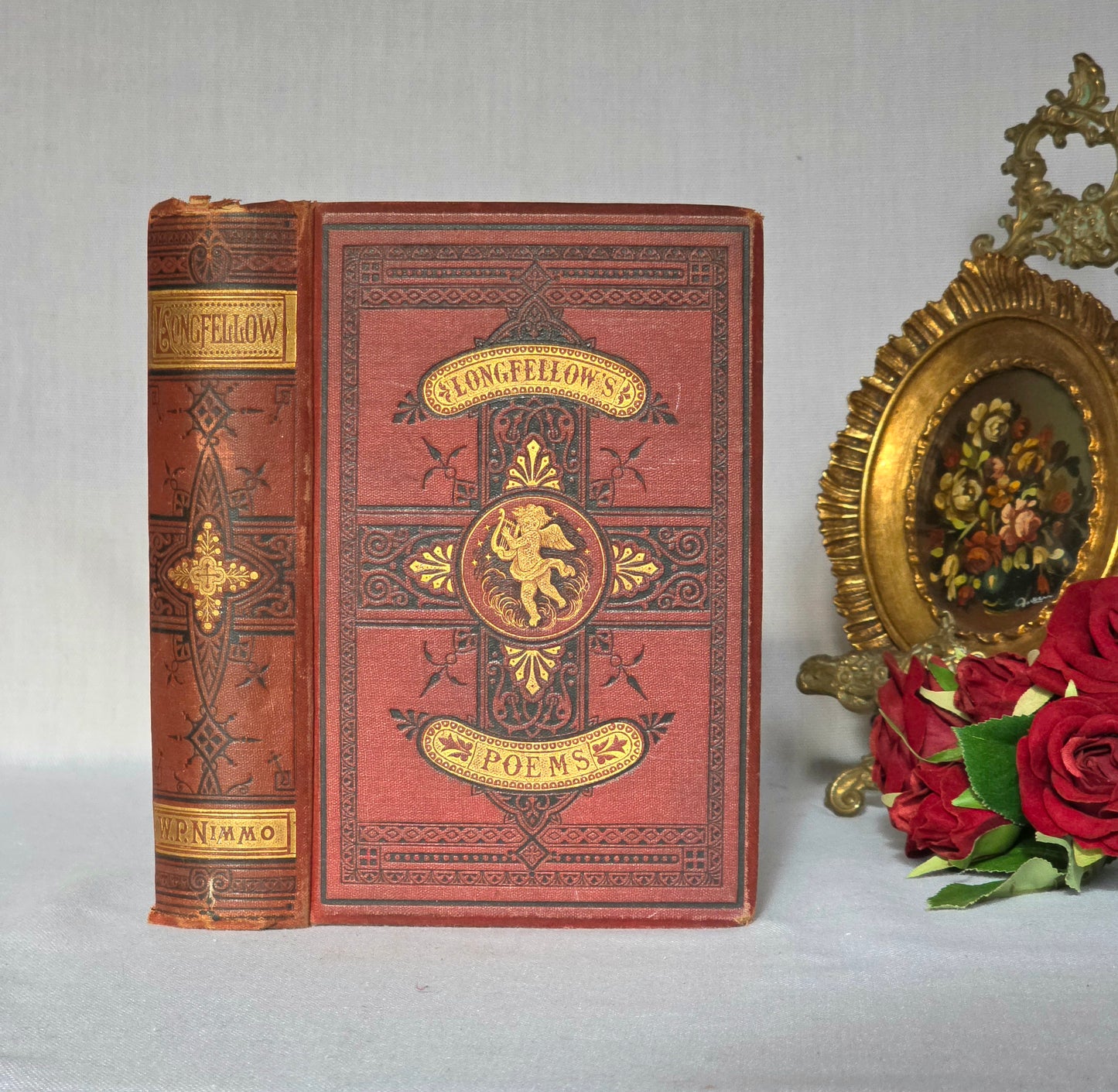 1876 Poems by Longfellow : Illustrated Antique Book