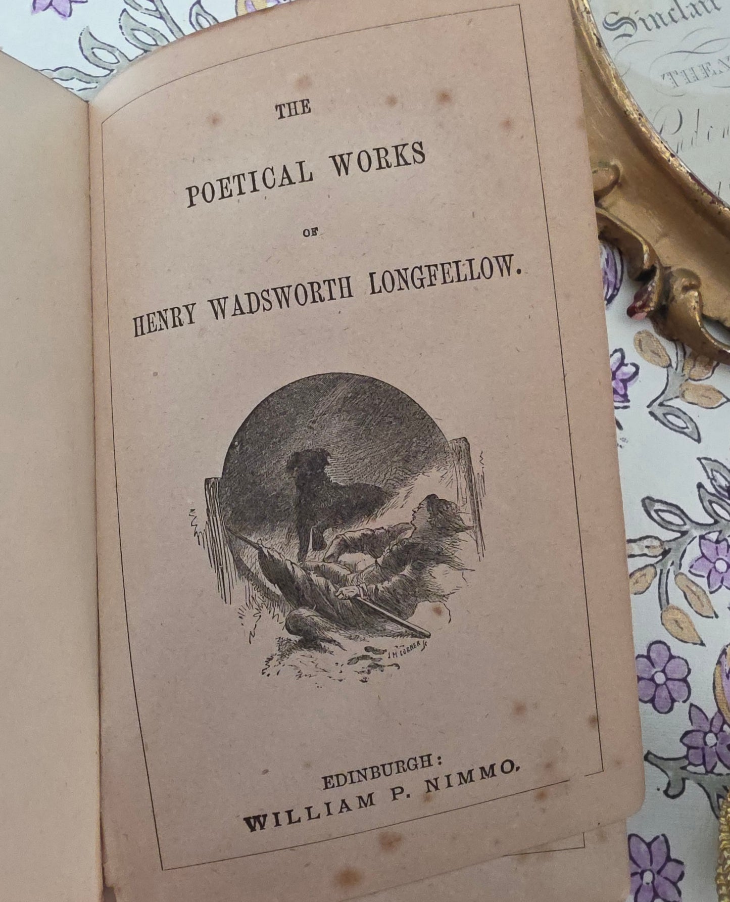 1876 Poems by Longfellow : Illustrated Antique Book