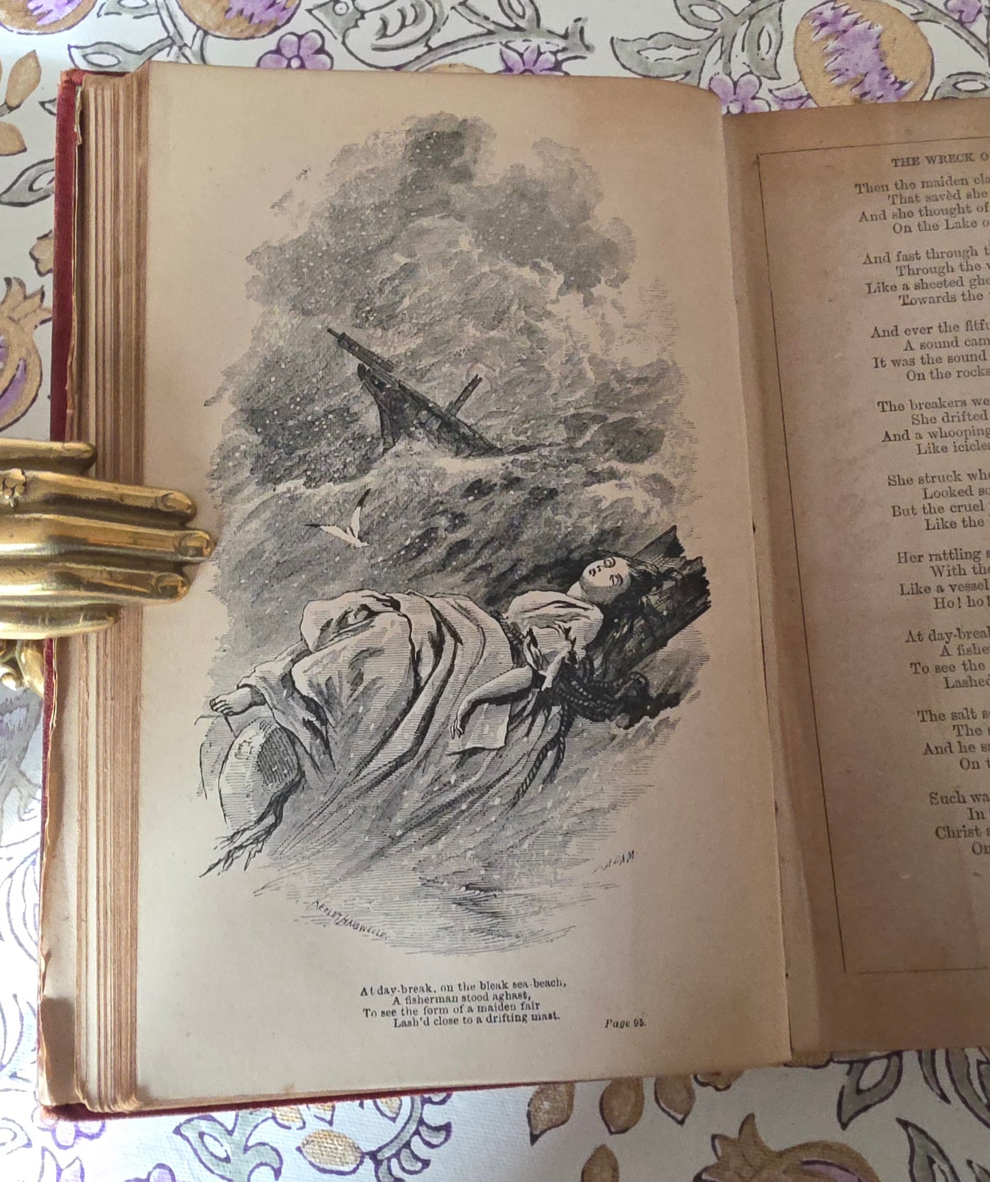 1876 Poems by Longfellow : Illustrated Antique Book