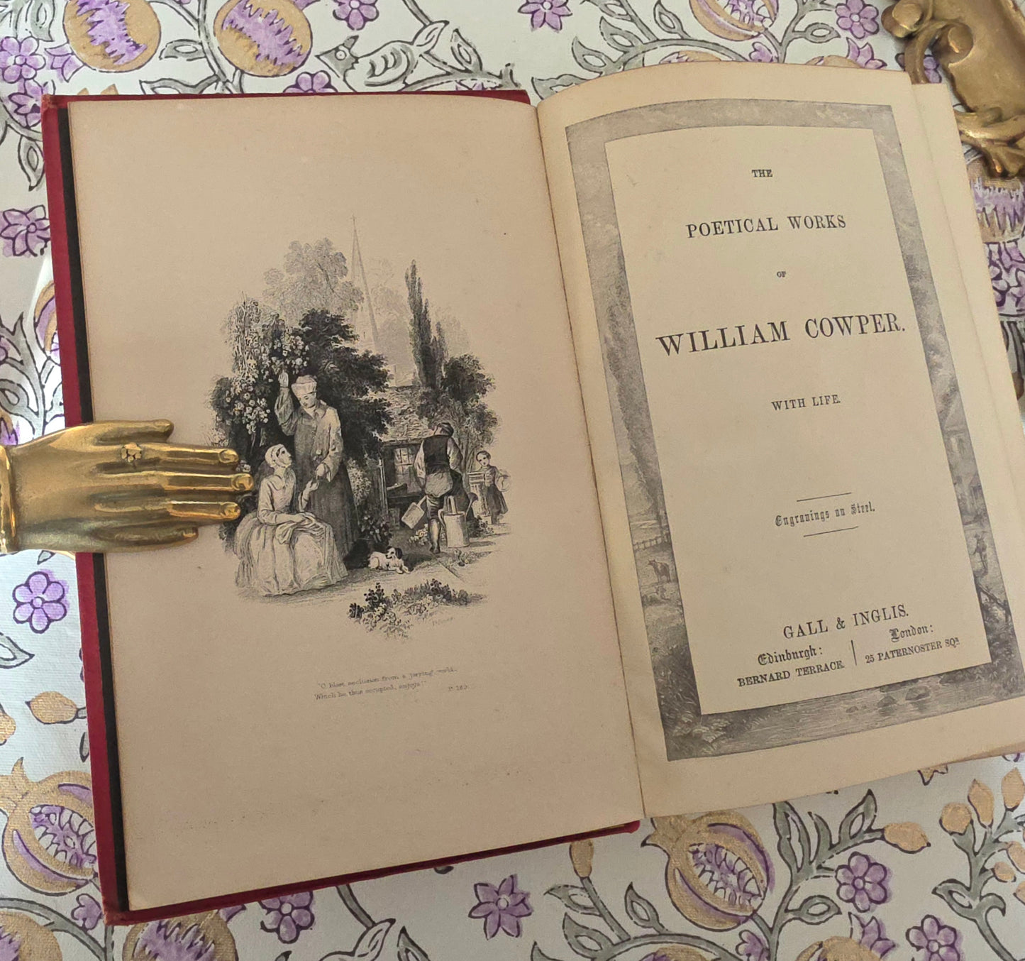1880s The Poetical Works of William Cowper: Illustrated Antique Book