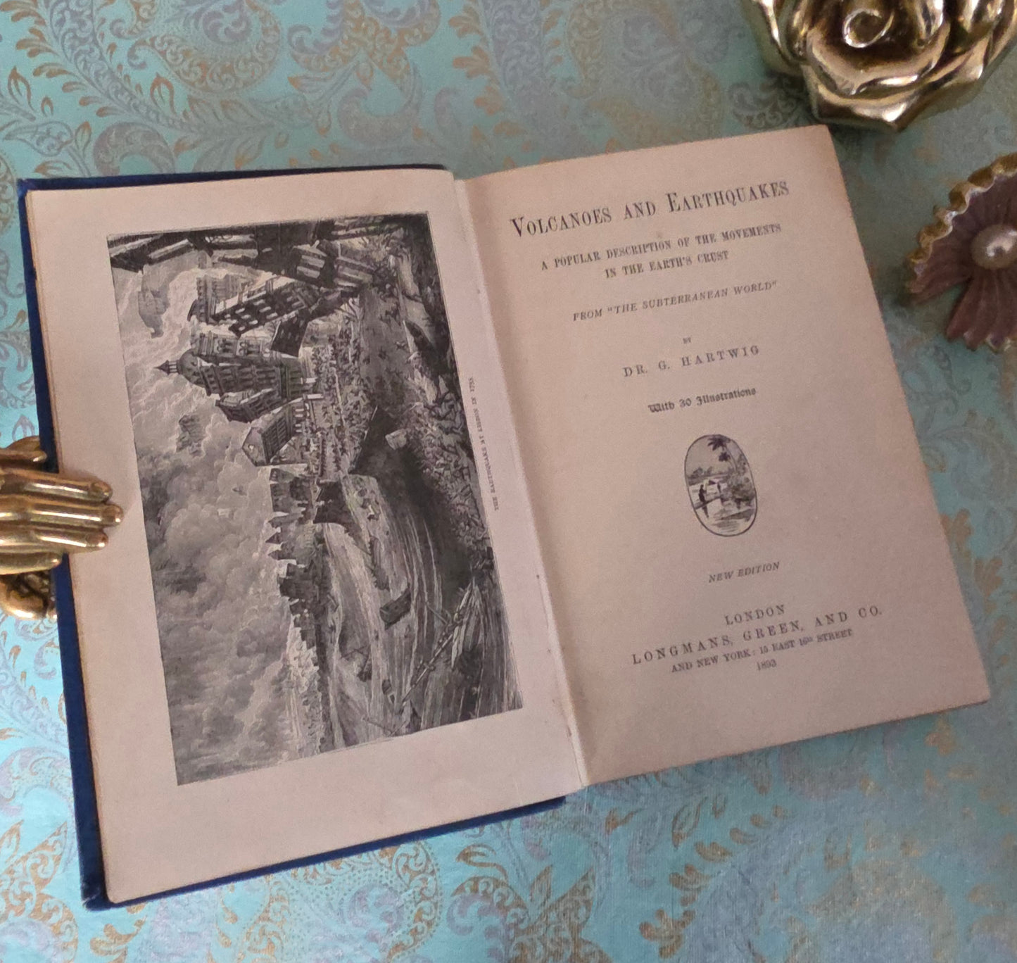 1893 Volcanoes and Earthquakes by Dr Hartwig - Antique Book - 30 Illustrations