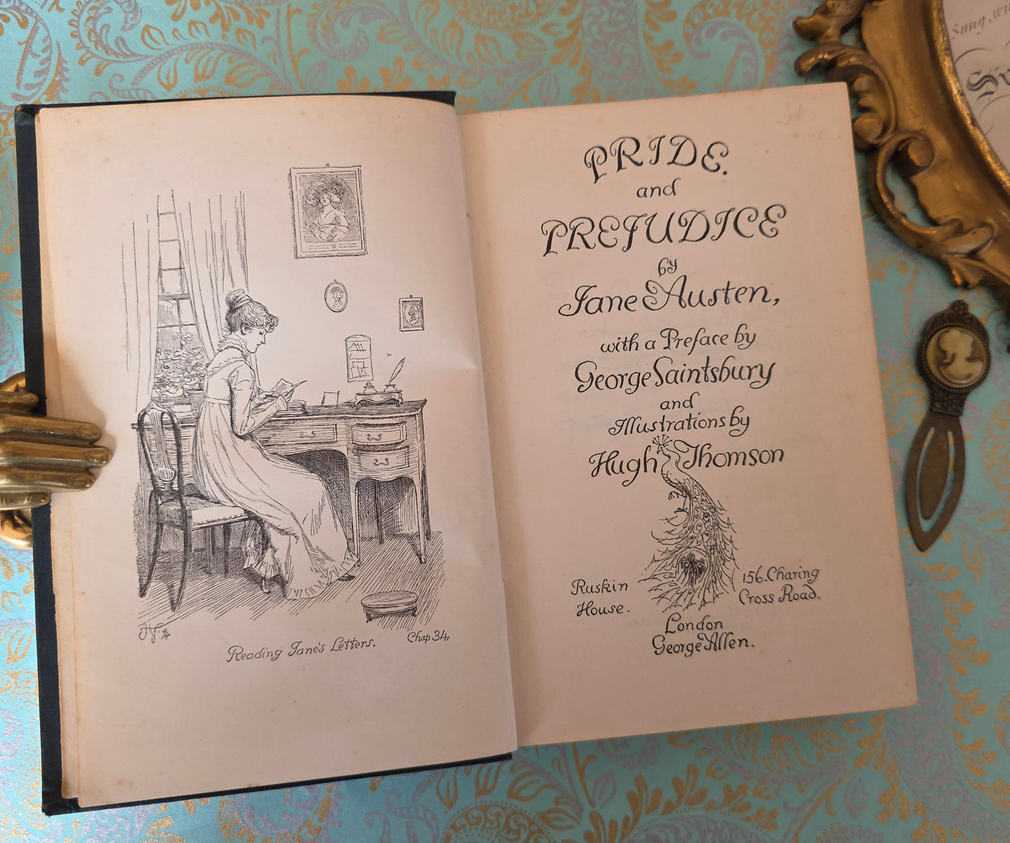 1906 Pride & Prejudice by Jane Austen / Peacock Ed / George Allen, London / Very Good Condition / Illustrated by Hugh Thomson