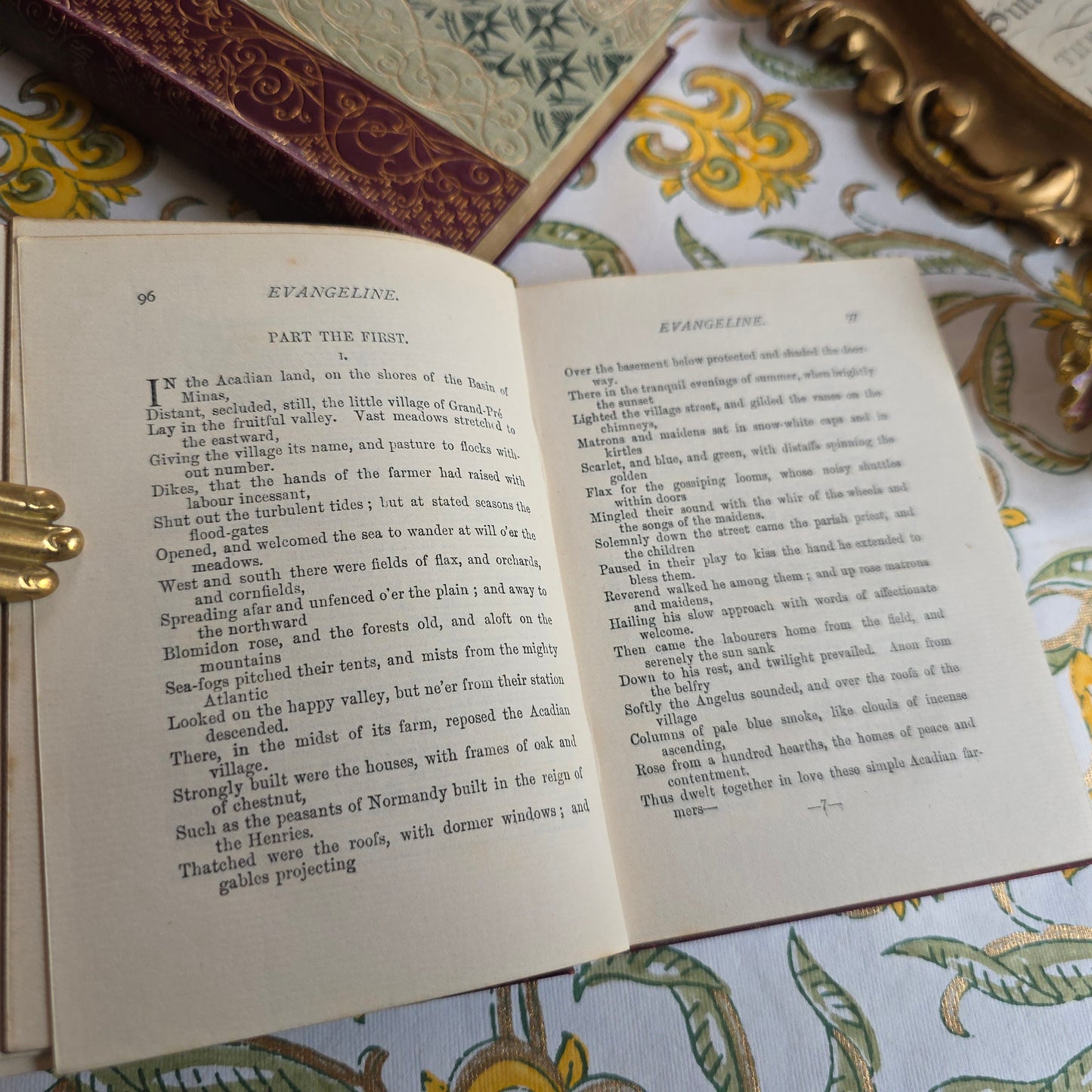 1890s Longfellow and Emerson Antique Poetry Book Set