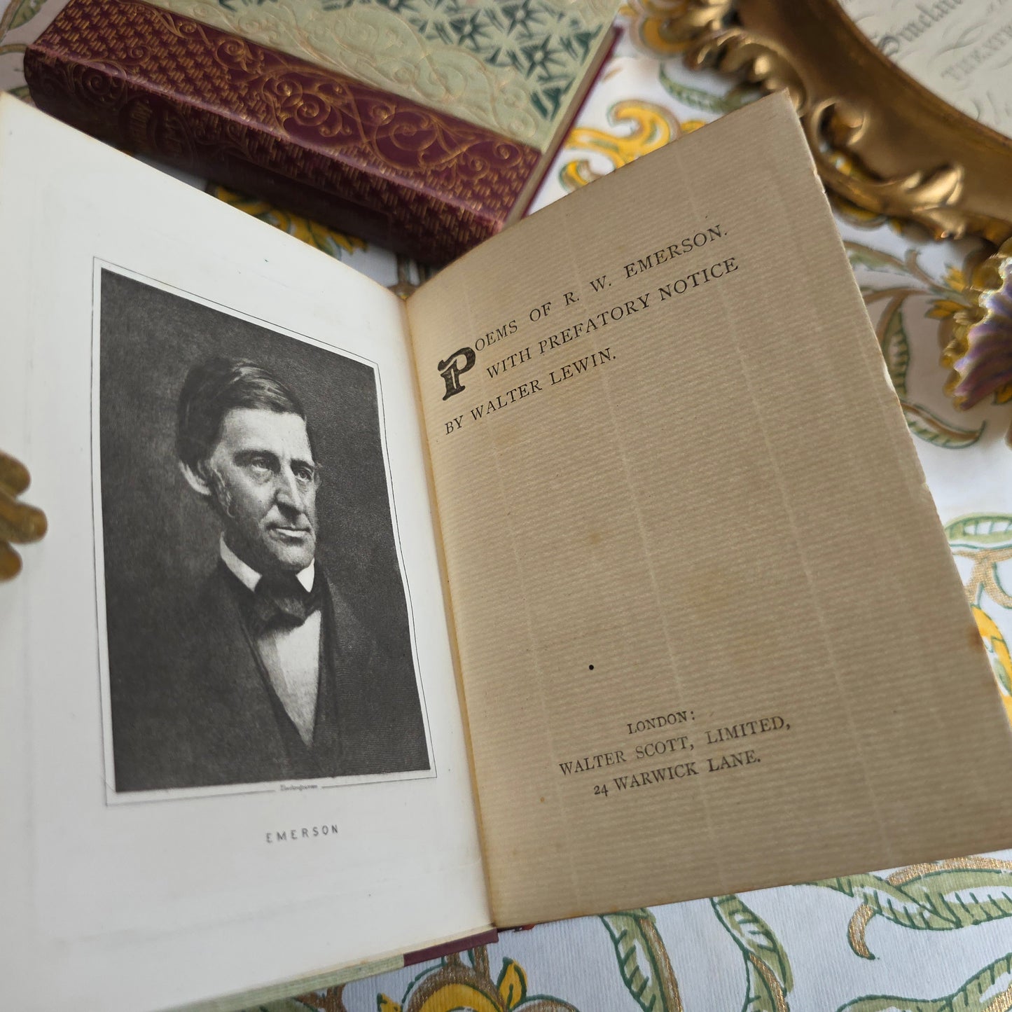 1890s Longfellow and Emerson Antique Poetry Book Set