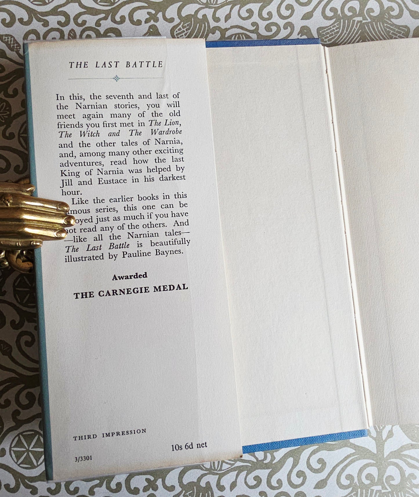 1961 1st Edition, 3rd Impression - The Last Battle by CS Lewis