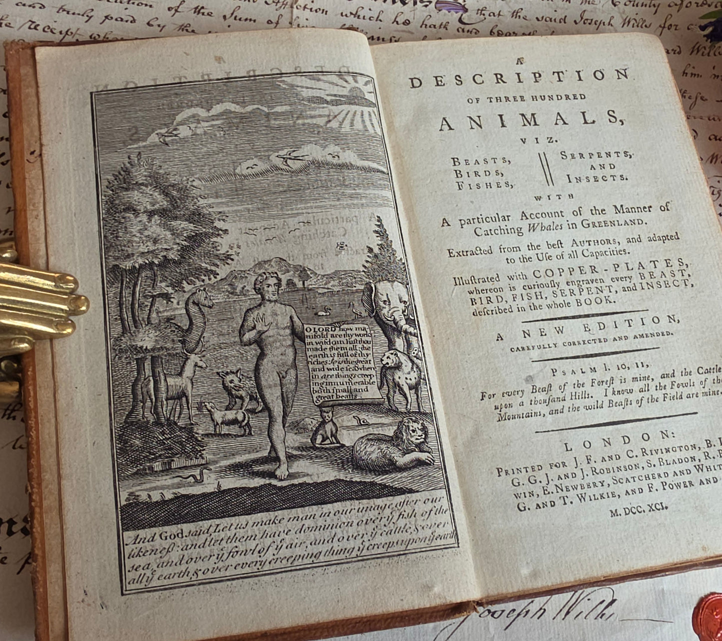 1791 A Description of Three Hundred Animals - Antique Book - Unicorns, Dragons etc.