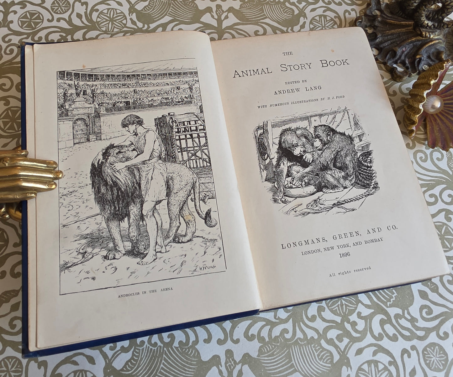 1896 The Animal Story Book Ed. Andrew Lang /  Illustrated Antique Book