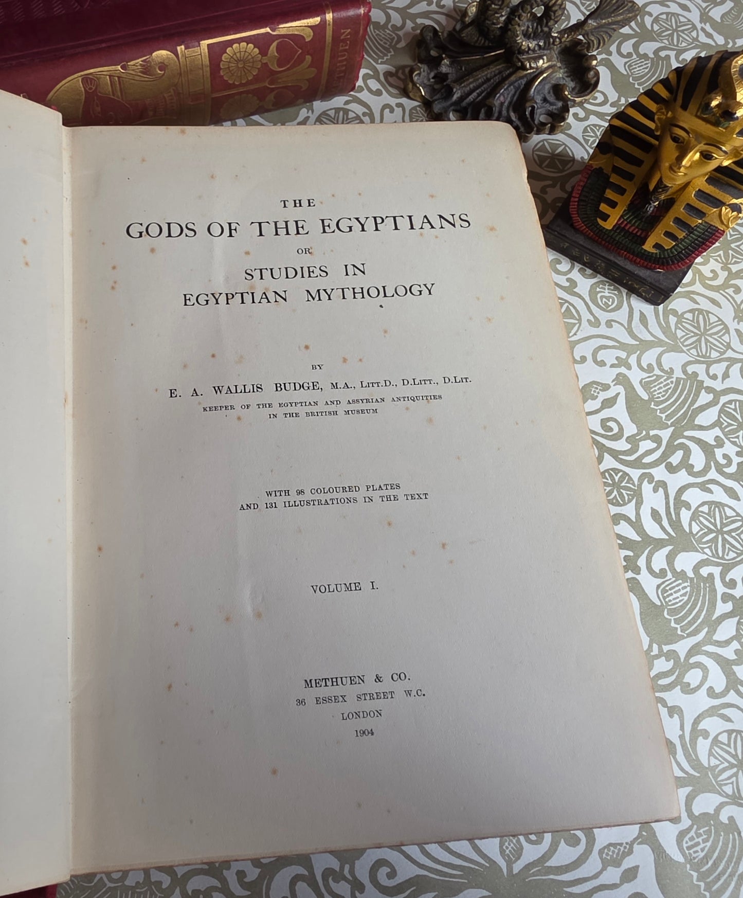 1904 The Gods of the Egyptians or Studies in Egyptian Mythology in Two Volumes - Illustrated Antique Book Set