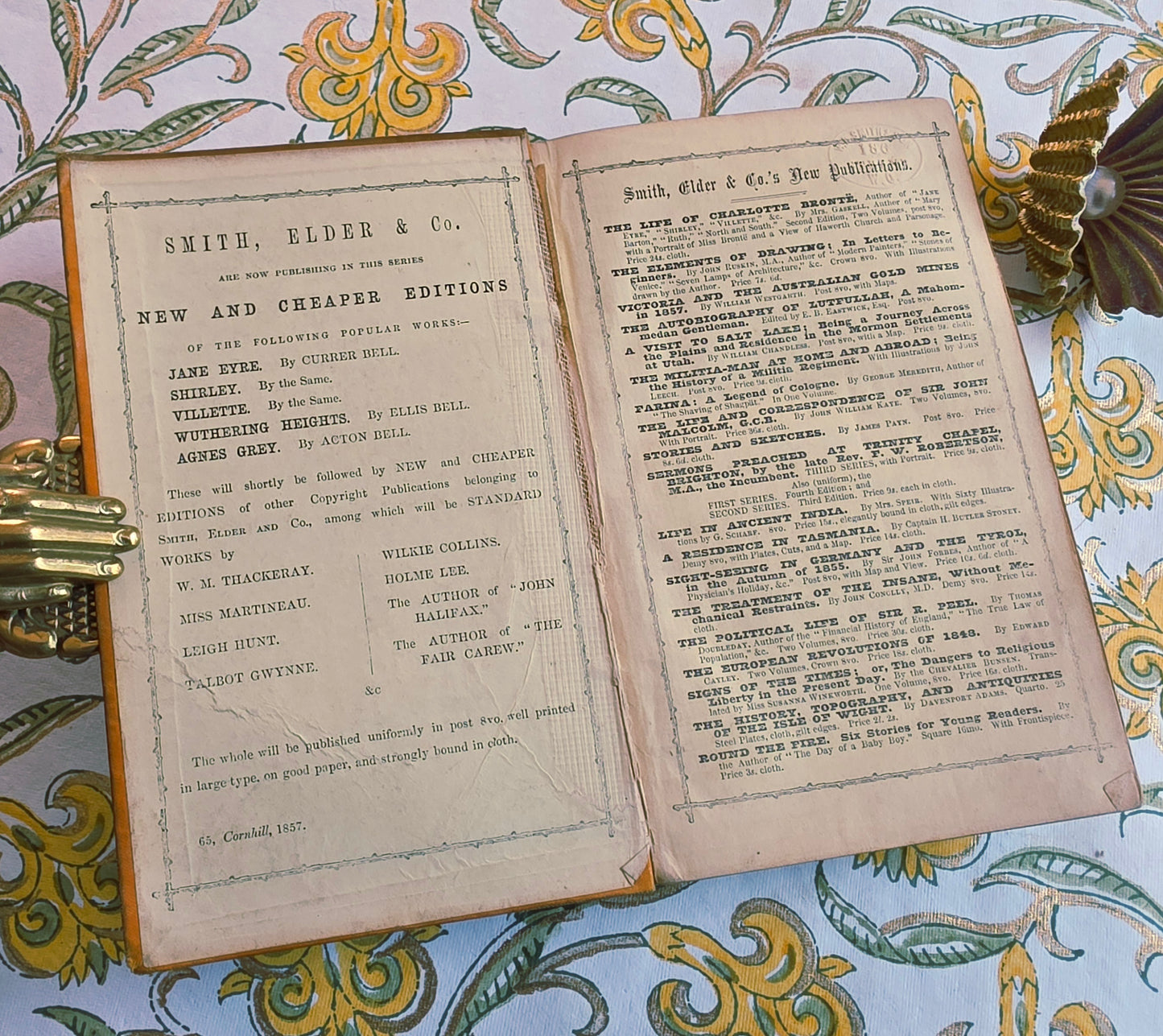 1857 Jane Eyre by Currer Bell / Extremely Early Copy Published Just 10 Years After Original / LACKS TITLE PAGE
