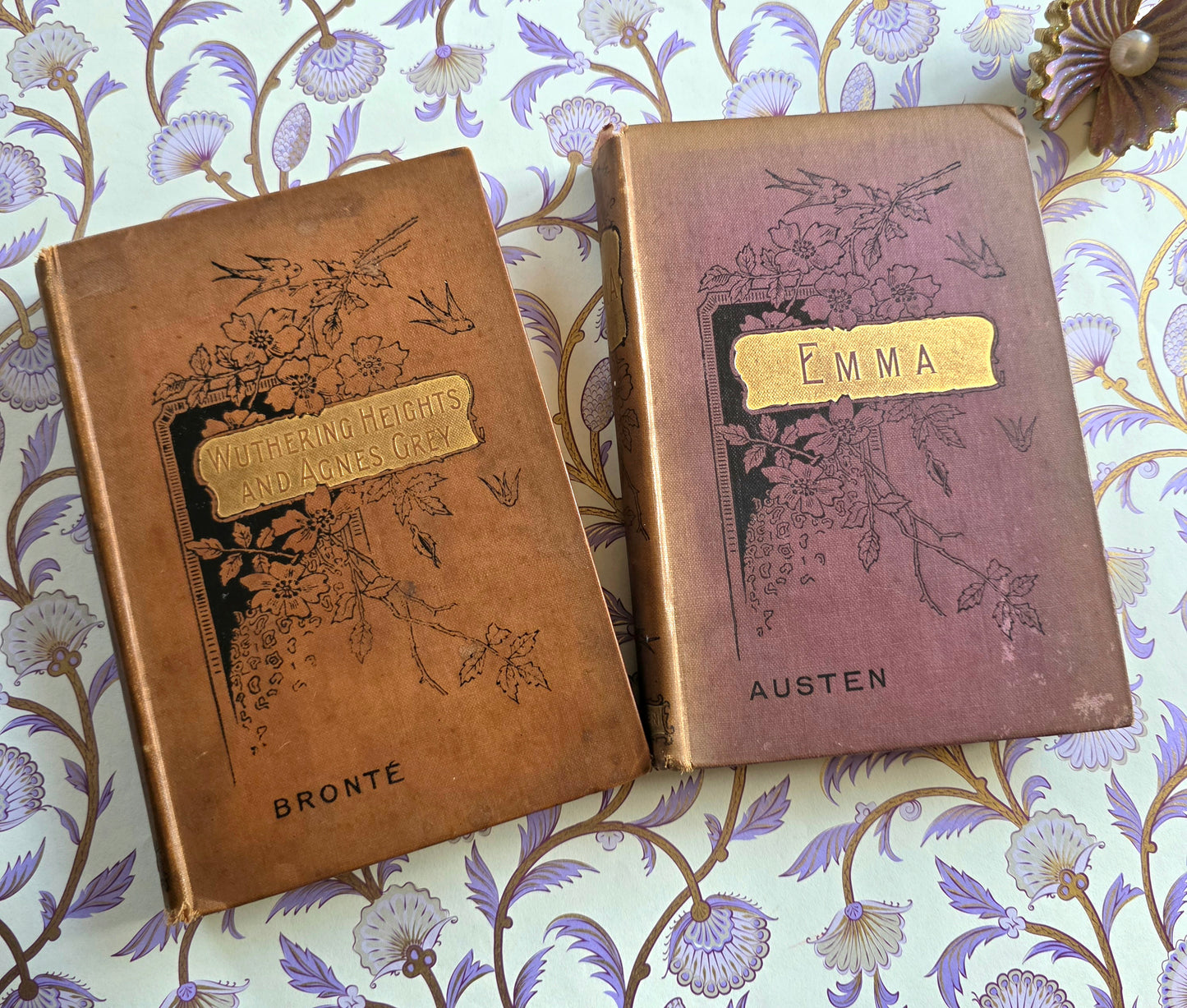 1890s Austen's Emma and Brontes' Wuthering Heights, Agnes Grey Set of Two Antique Books
