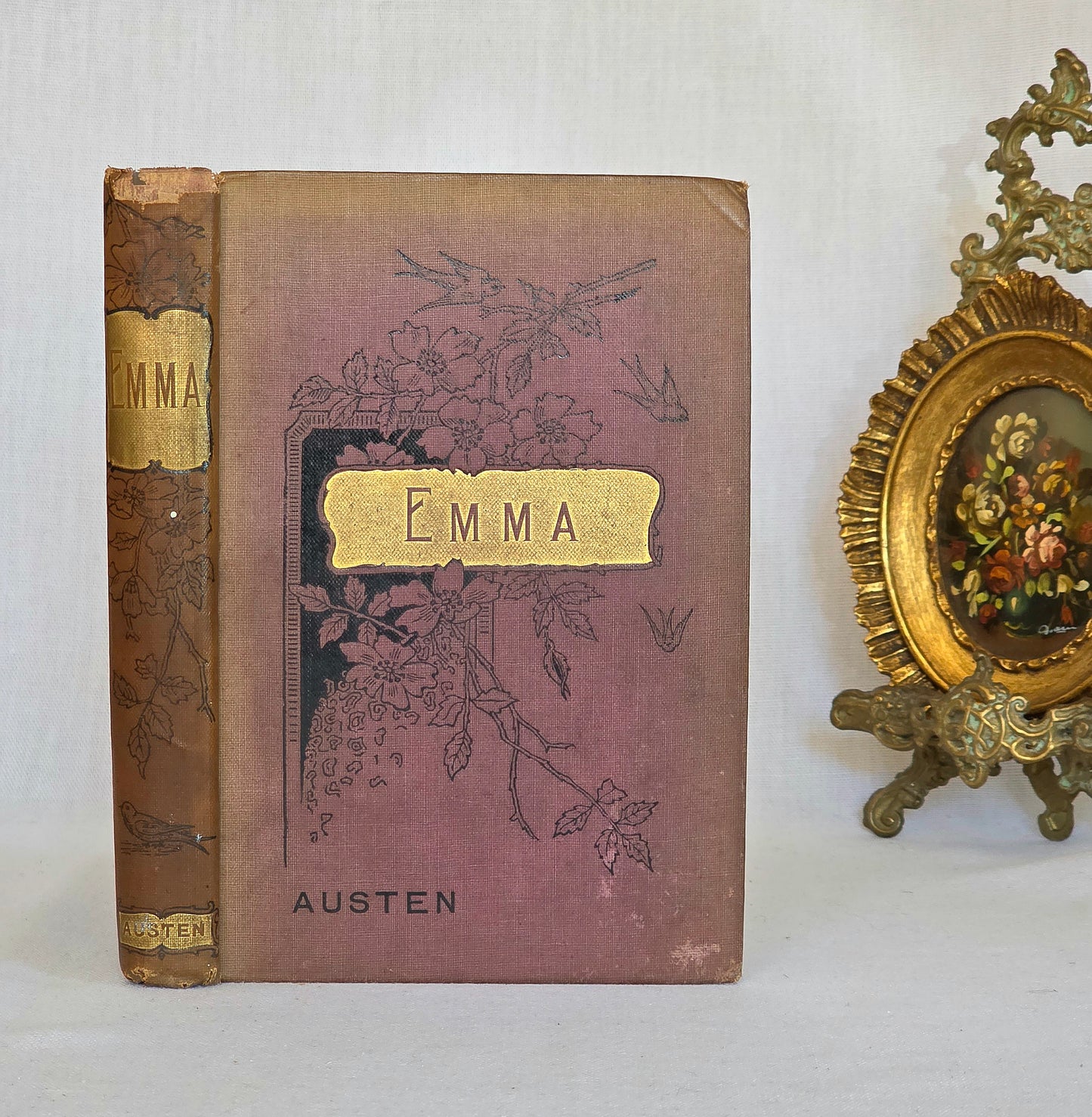 1890s Austen's Emma and Brontes' Wuthering Heights, Agnes Grey Set of Two Antique Books