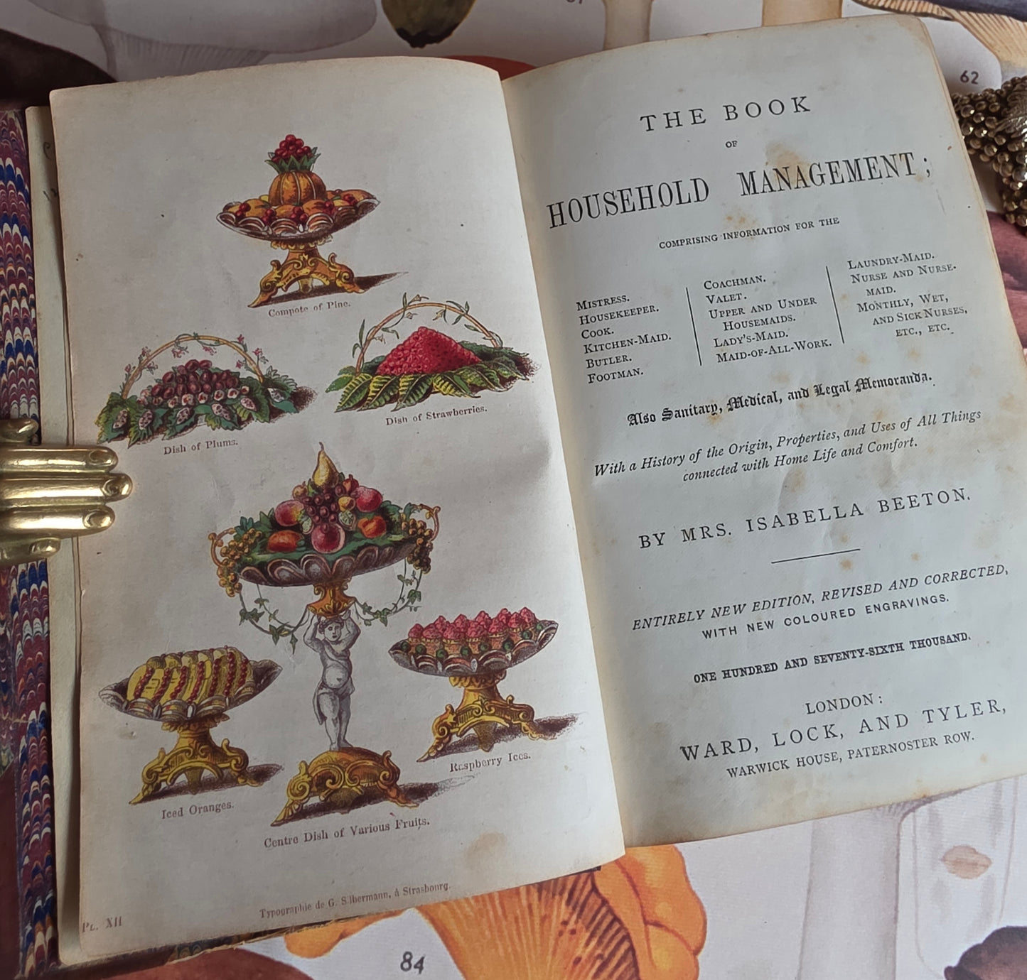 1869 The Book of Household Management by Mrs Isabella Beeton - 12 Colour Plates - Antique Book