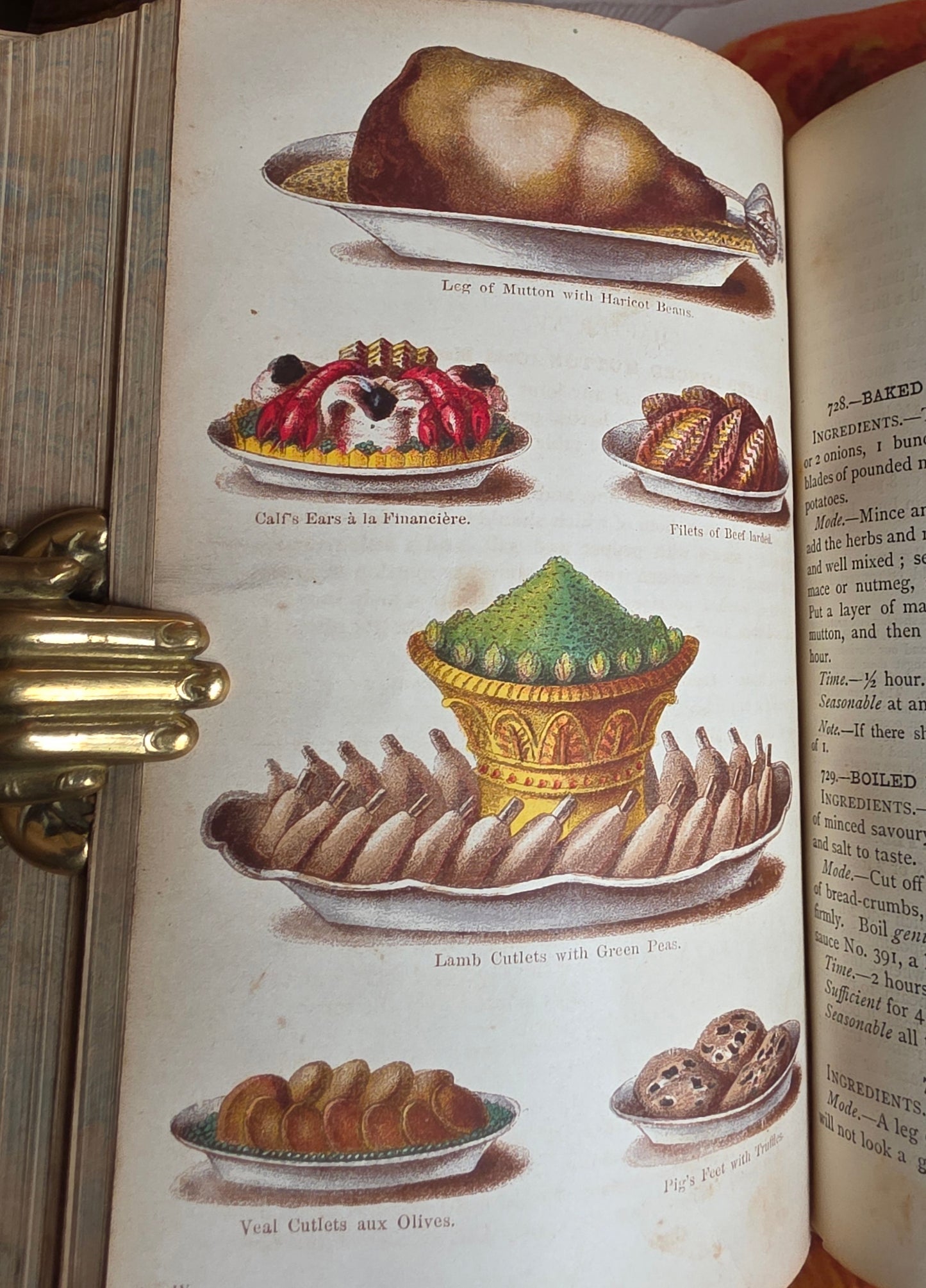 1869 The Book of Household Management by Mrs Isabella Beeton - 12 Colour Plates - Antique Book