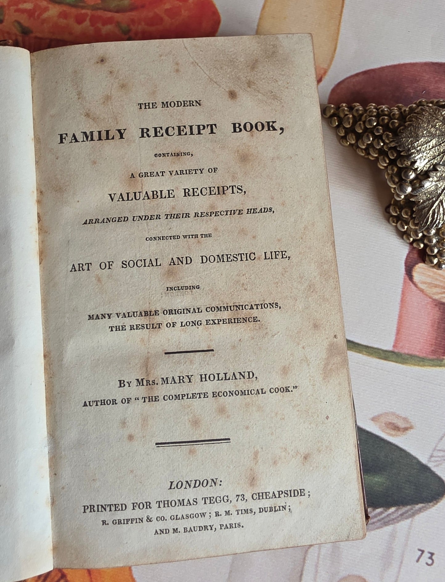 1825 The Modern Family Receipt Book - Georgian Cookery Recipes and Household Advice
