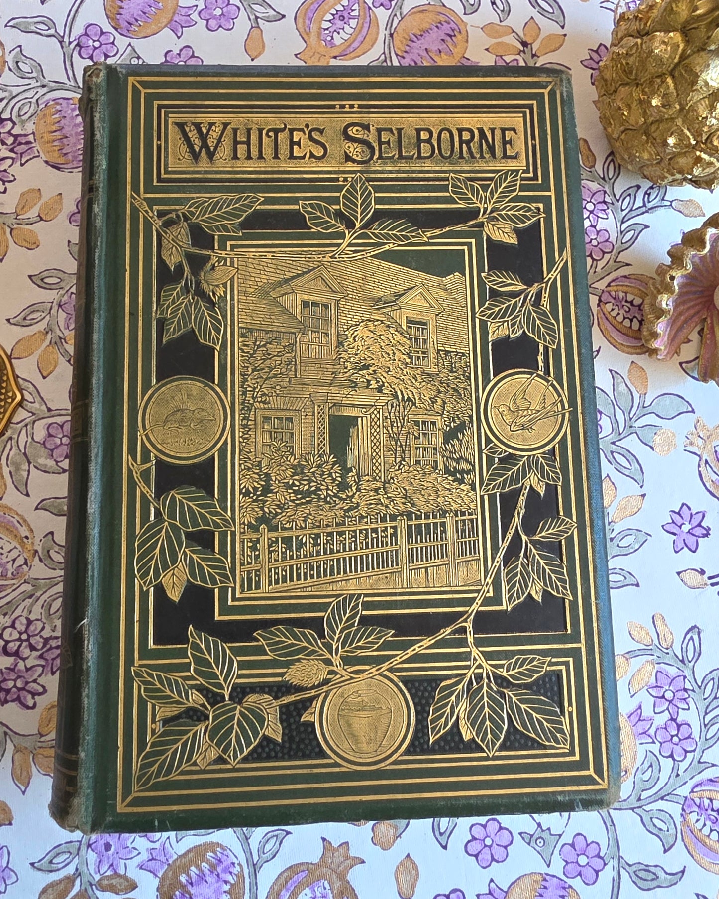 1877 Natural History and Antiquities of Selborne by Gilbert White - Large Antique Illustrated Book - WORN Copy