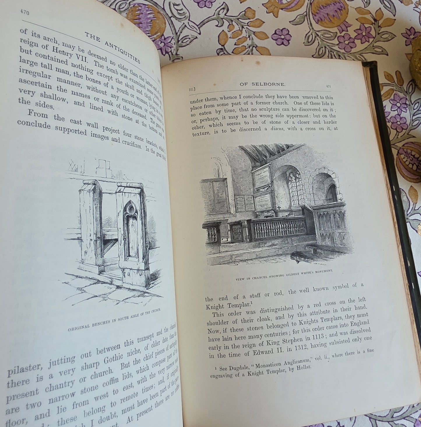 1877 Natural History and Antiquities of Selborne by Gilbert White - Large Antique Illustrated Book - WORN Copy