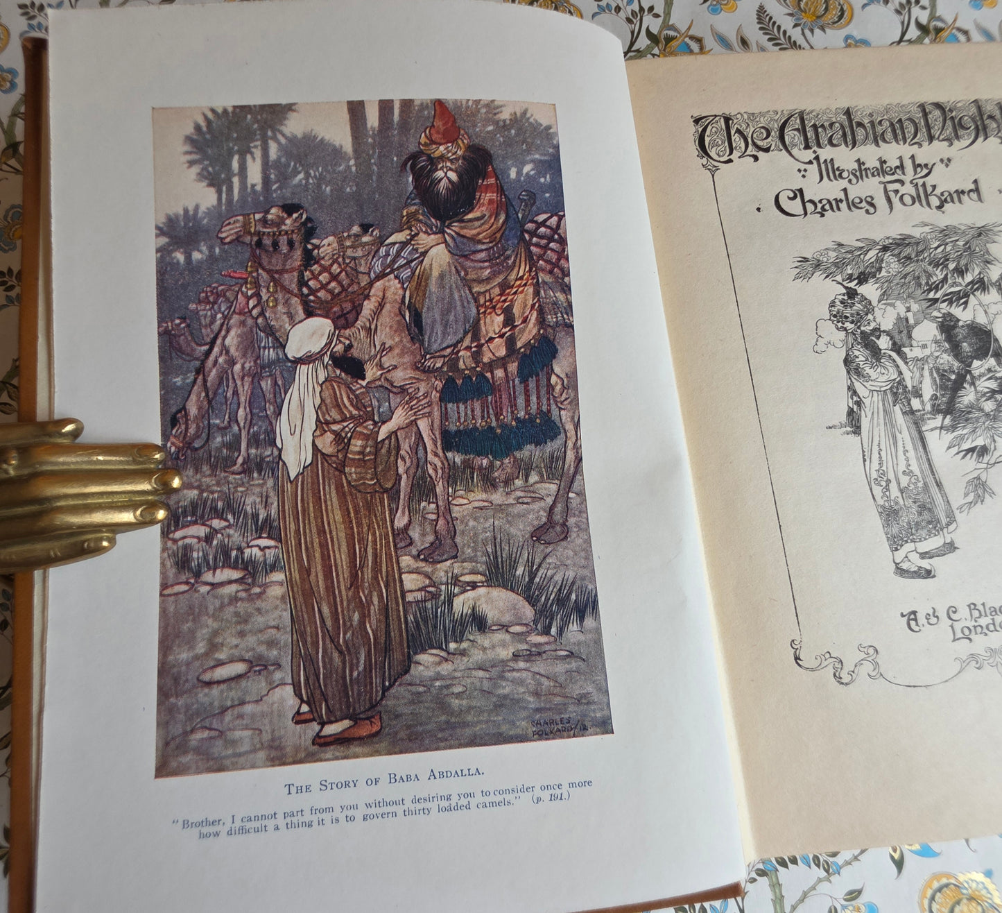 1920 The Arabian Nights Illustrated by Charles Folkard : Antique Book