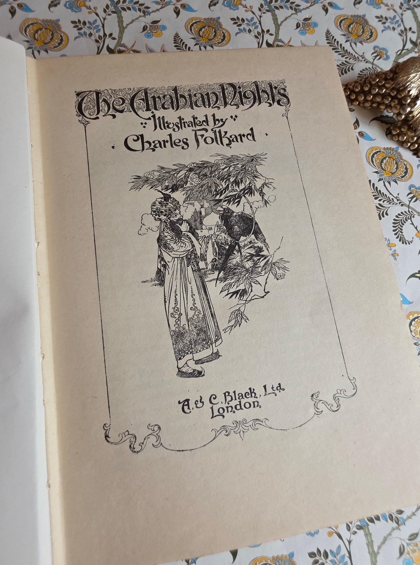1920 The Arabian Nights Illustrated by Charles Folkard : Antique Book