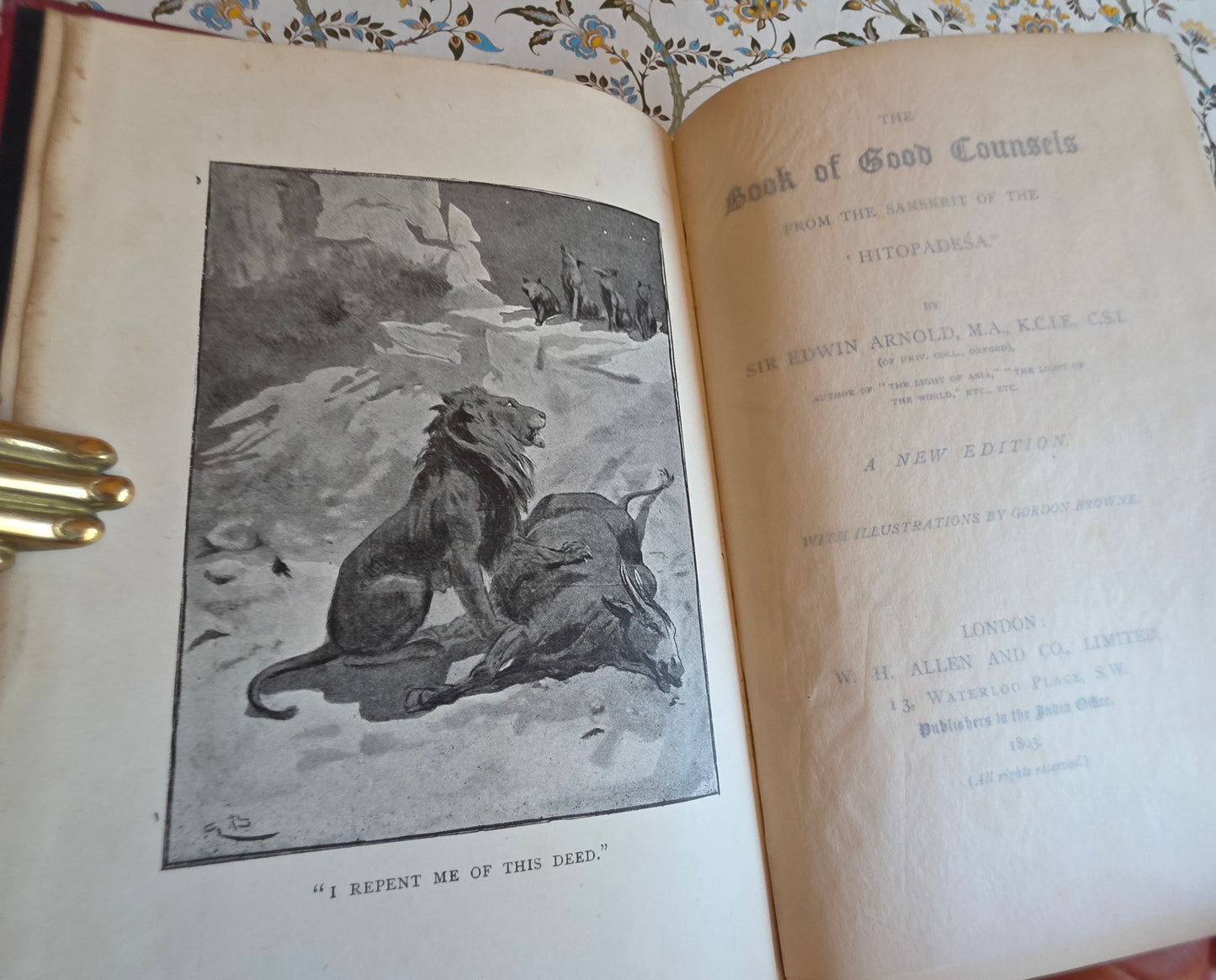1893 The Book of Good Counsels - From the Sanskrit / Illustrated Antique Book