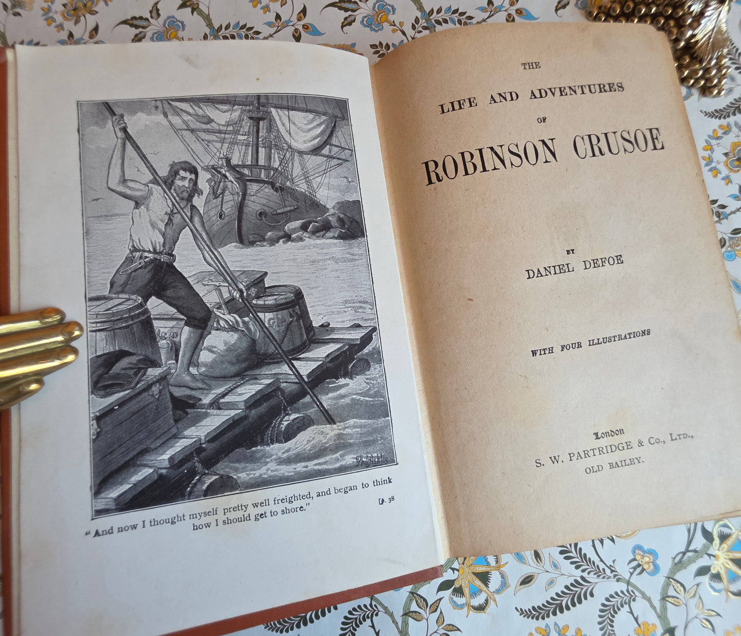 Early 1900s The Life and Adventures of Robinson Crusoe - Illustrated Antique Book