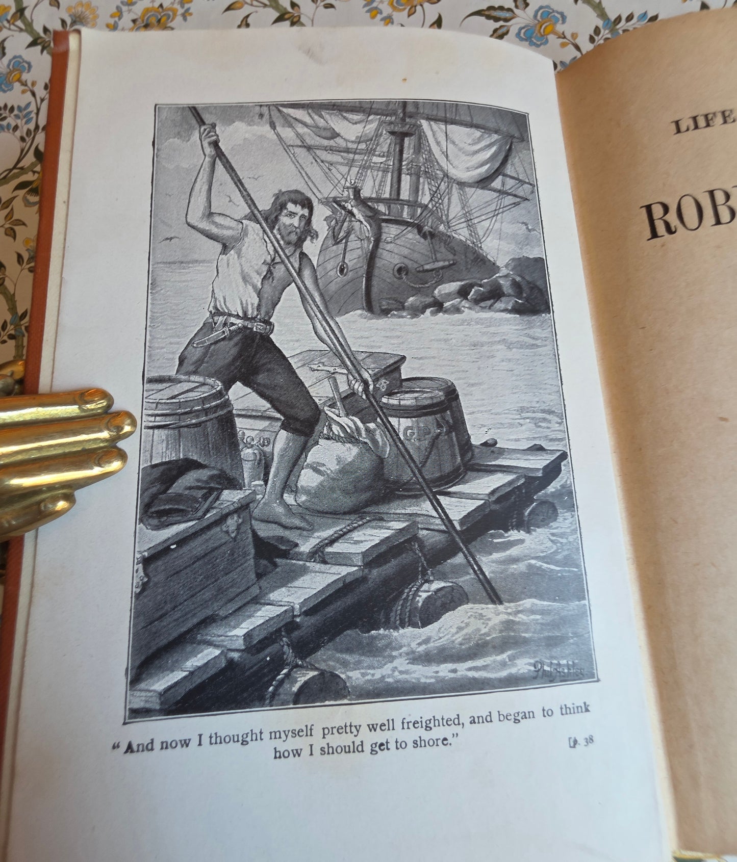 Early 1900s The Life and Adventures of Robinson Crusoe - Illustrated Antique Book