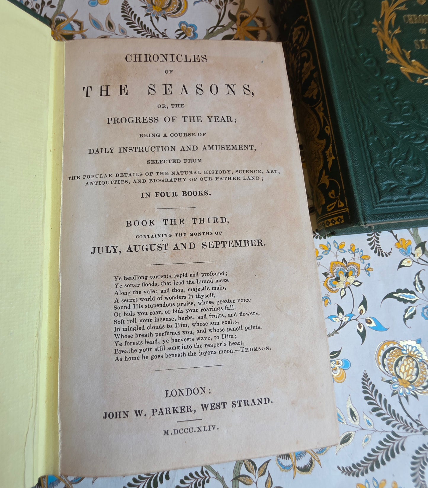1844 Chronicles of the Seasons - Scarce Antique 4 Volume Set