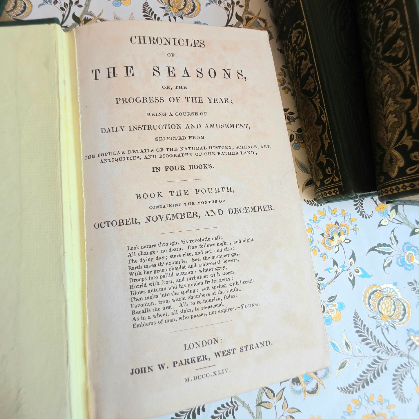1844 Chronicles of the Seasons - Scarce Antique 4 Volume Set