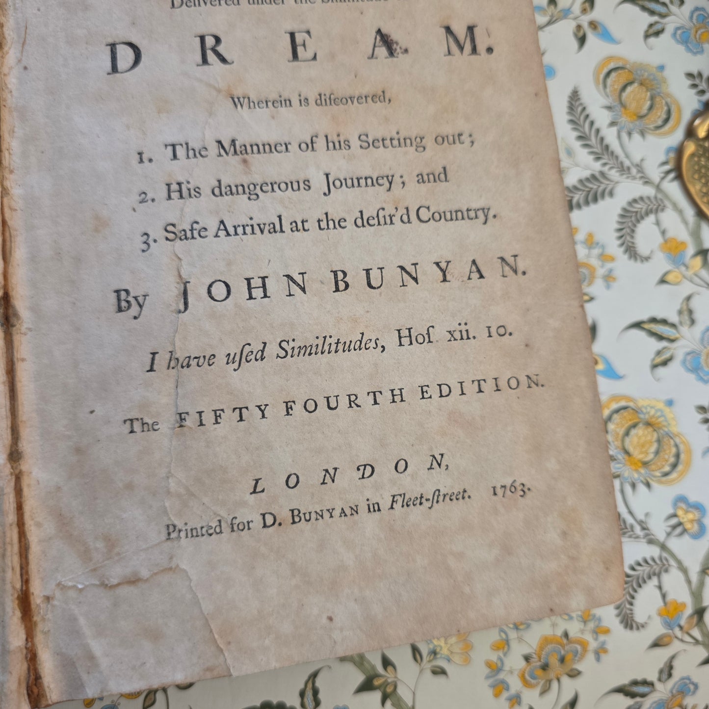 1763 Pilgrim's Progress by John Bunyan - Illustrated Antique Book - 263 Years Old
